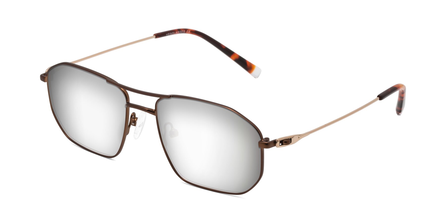 Angle of Cress in Brown-Gold with Silver Mirrored Lenses