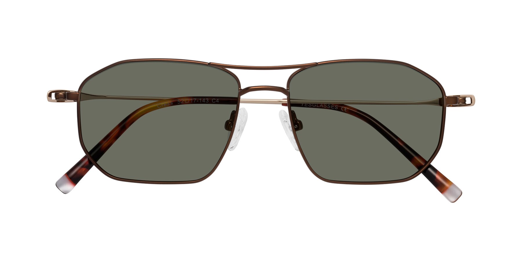 Folded Front of Cress in Brown-Gold with Gray Polarized Lenses