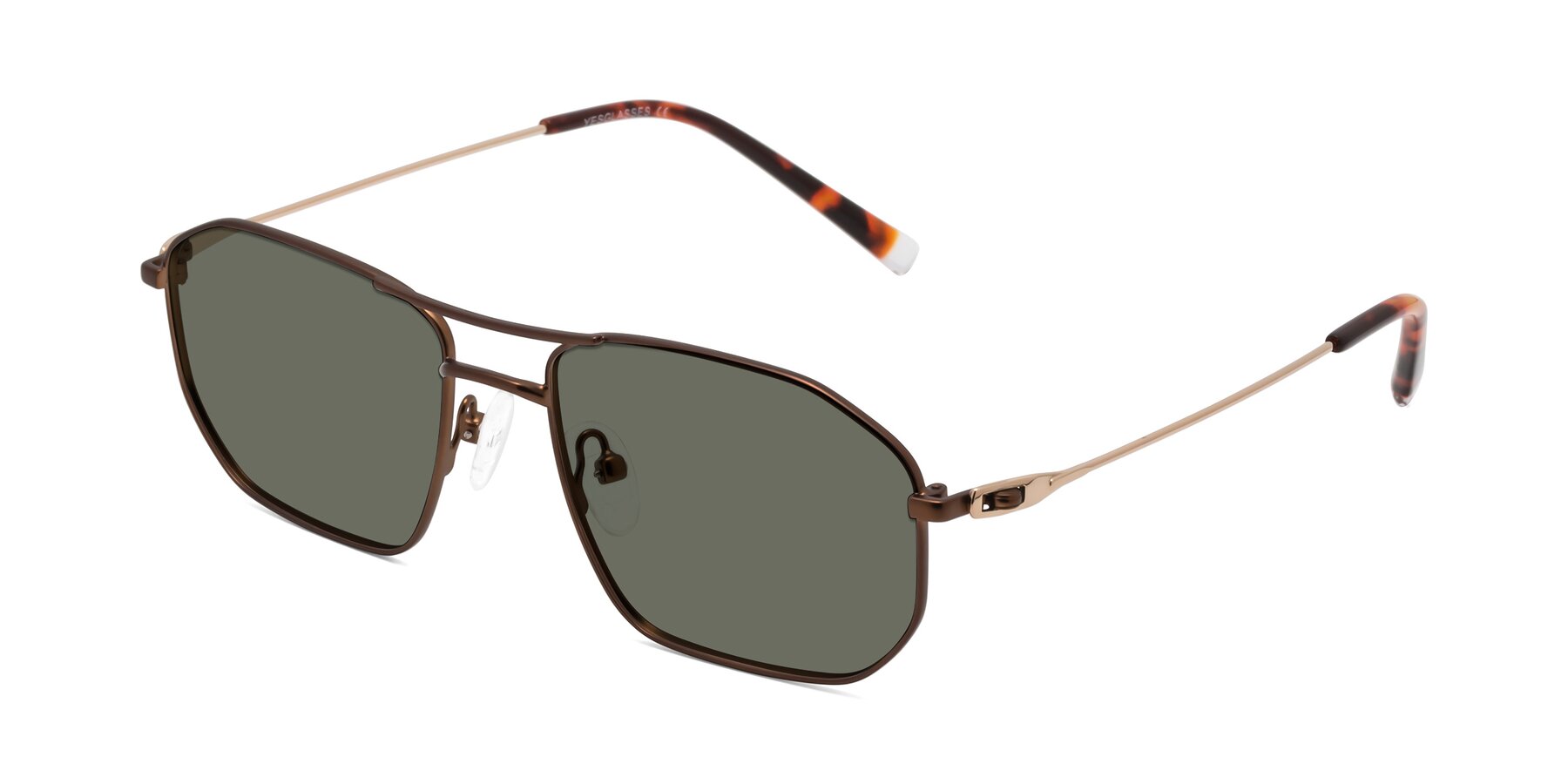 Angle of Cress in Brown-Gold with Gray Polarized Lenses