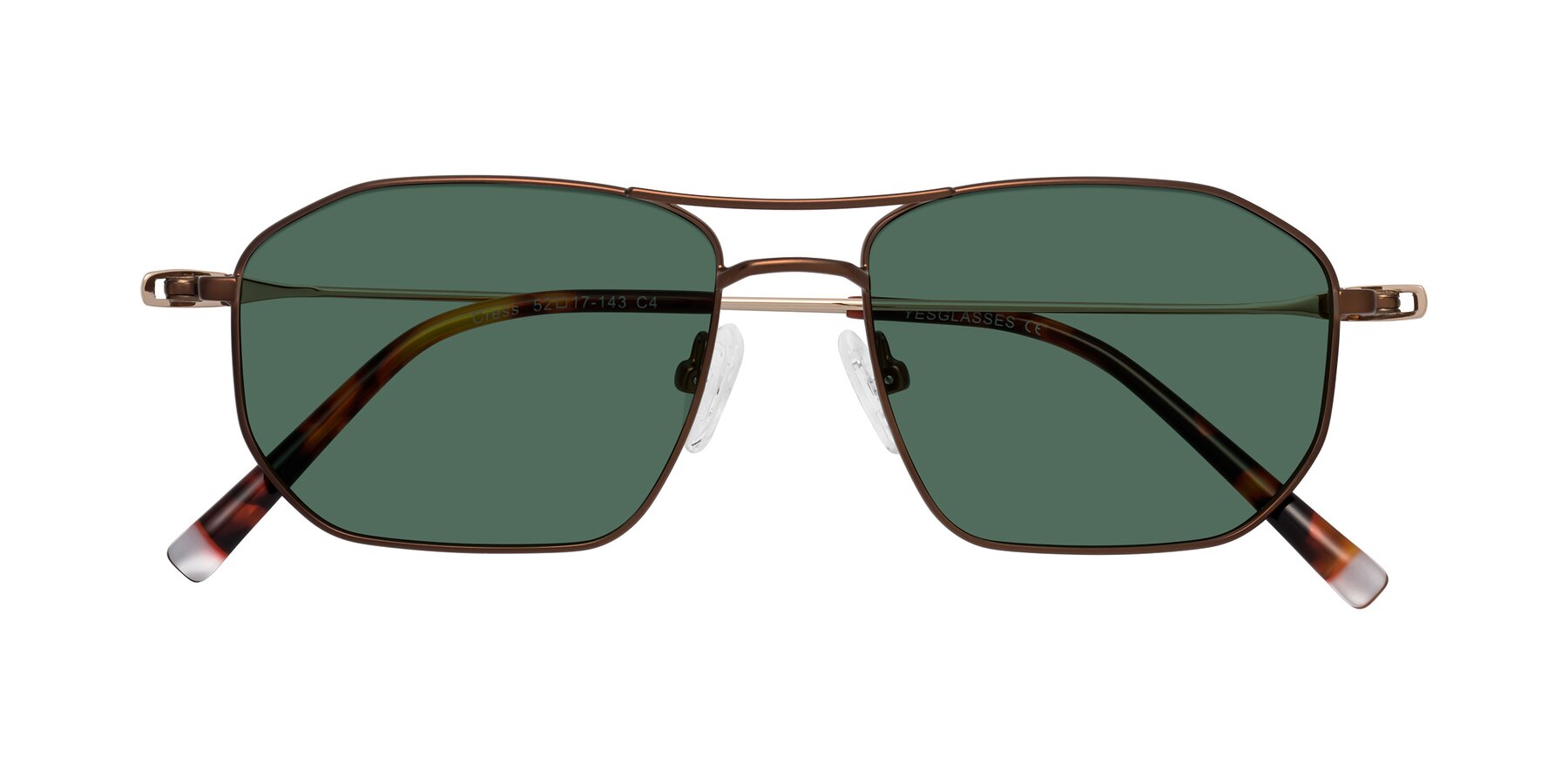 Folded Front of Cress in Brown-Gold with Green Polarized Lenses