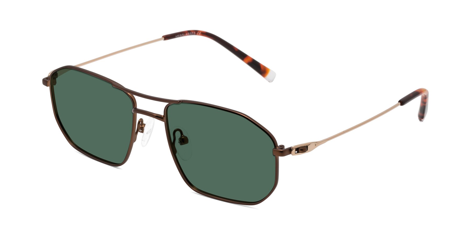 Angle of Cress in Brown-Gold with Green Polarized Lenses