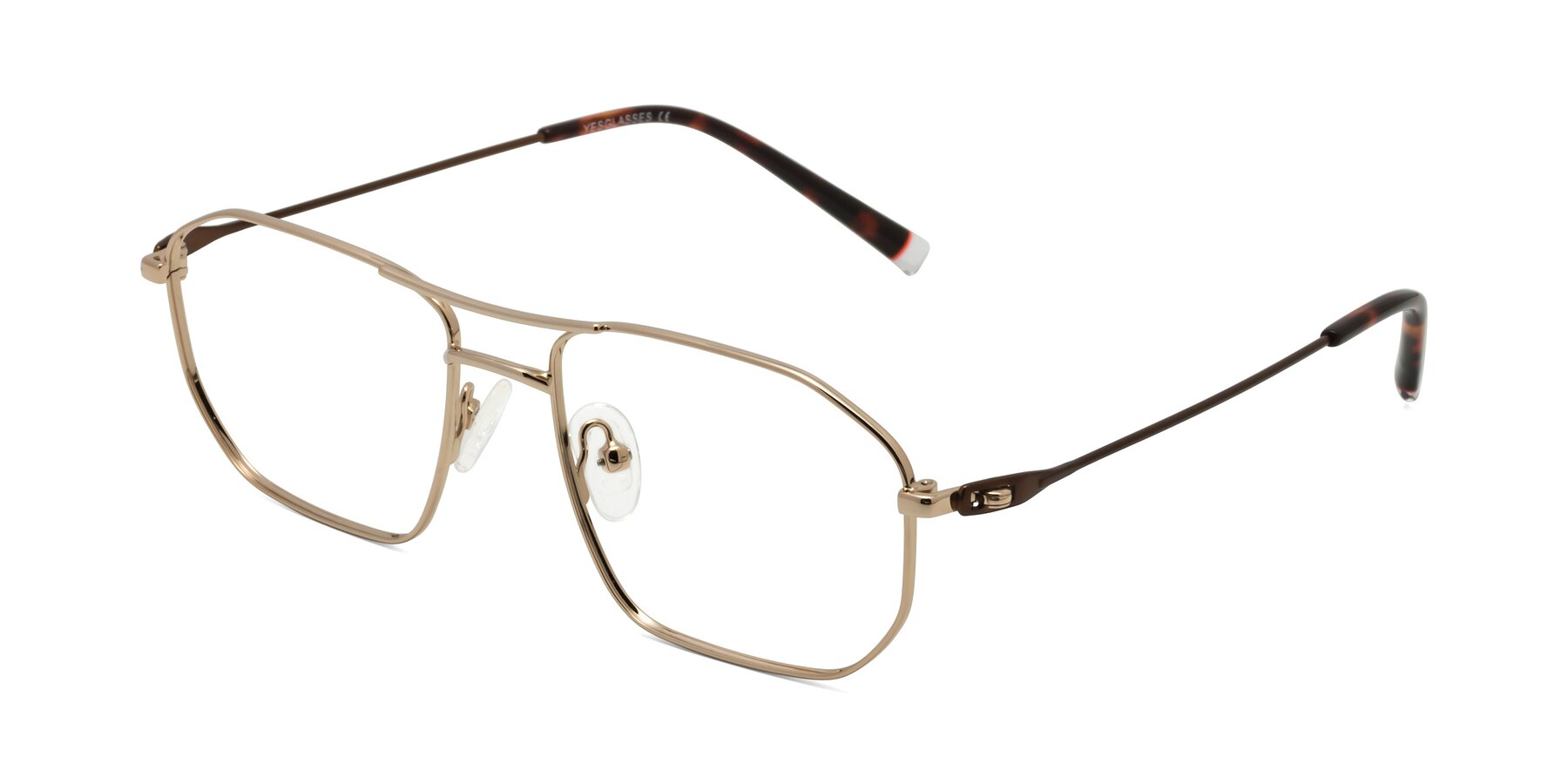 Angle of Cress in Gold-Brown with Clear Eyeglass Lenses