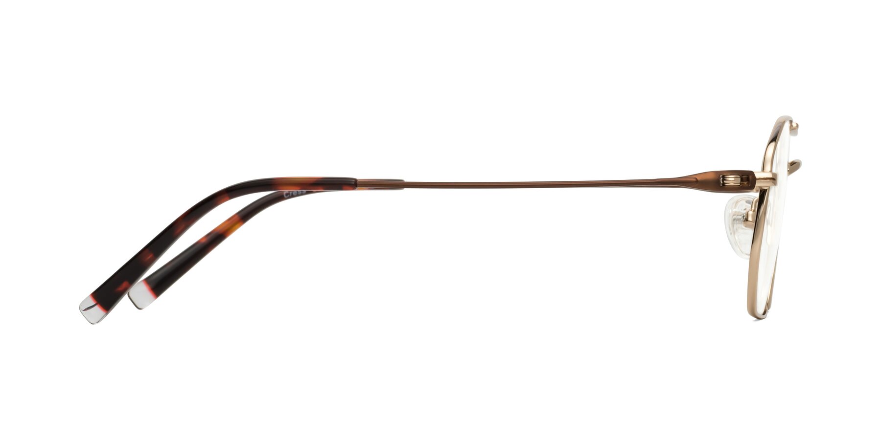 Side of Cress in Gold-Brown with Clear Eyeglass Lenses