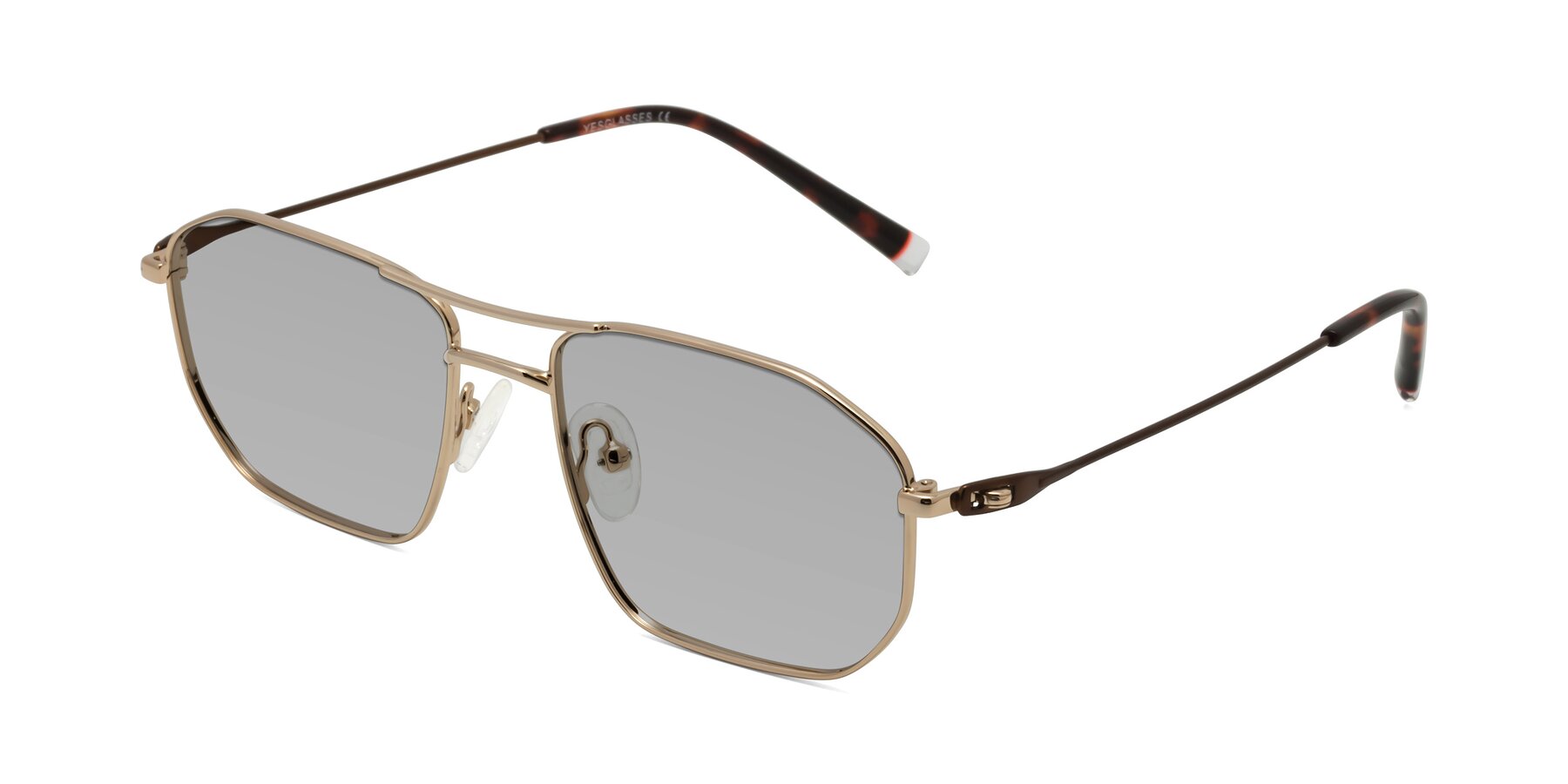 Angle of Cress in Gold-Brown with Light Gray Tinted Lenses