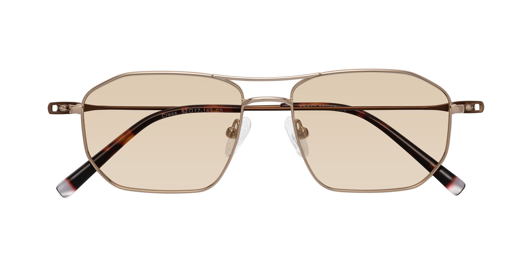 Folded Front of Cress in Gold-Brown with Light Brown Tinted Lenses