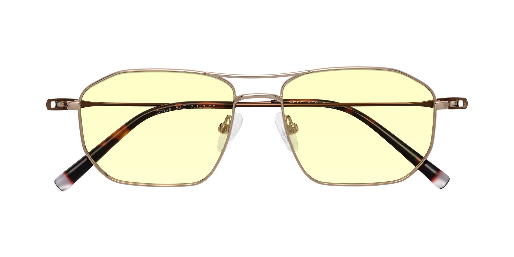 Folded Front of Cress in Gold-Brown with Light Yellow Tinted Lenses