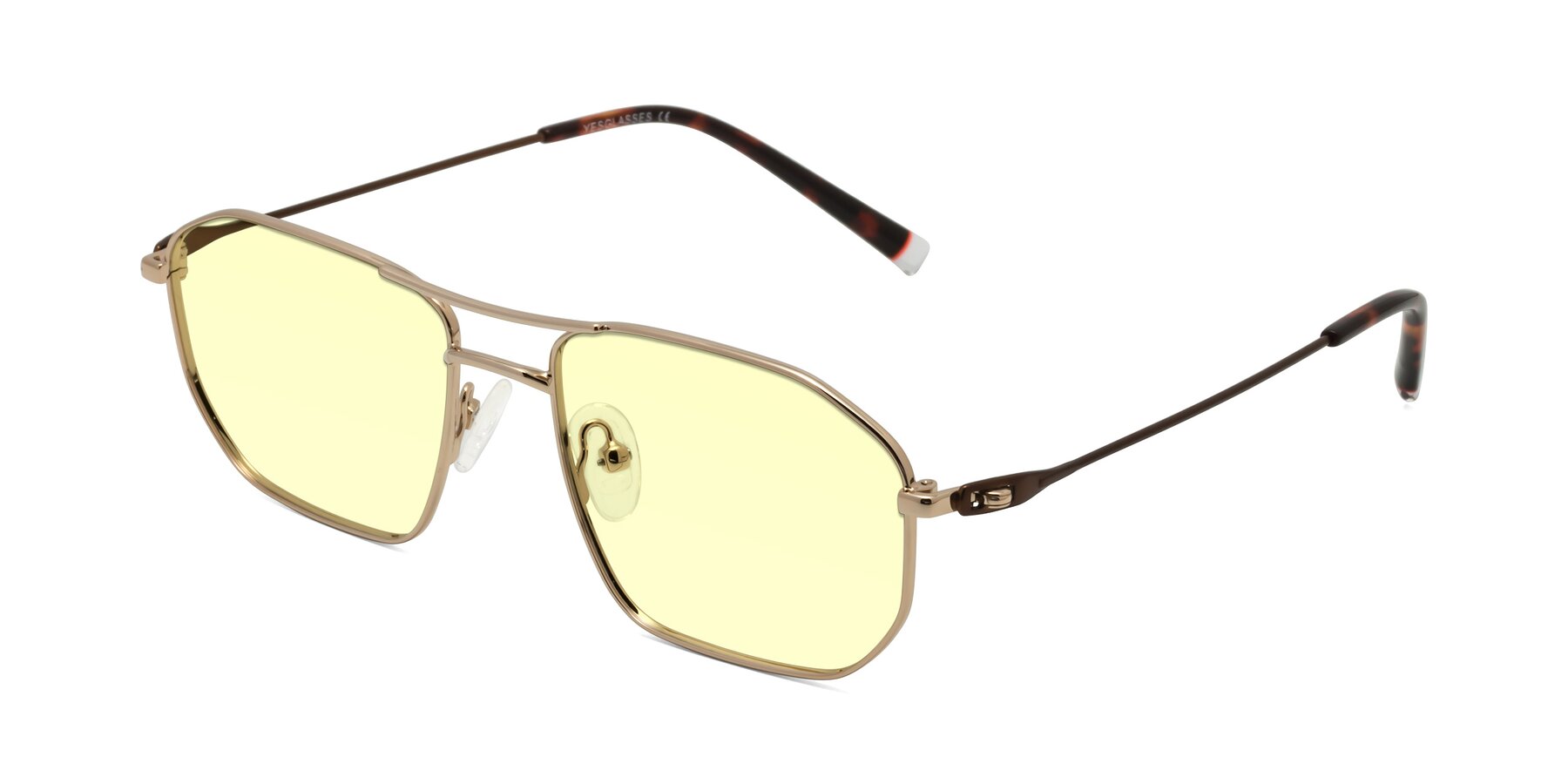 Angle of Cress in Gold-Brown with Light Yellow Tinted Lenses