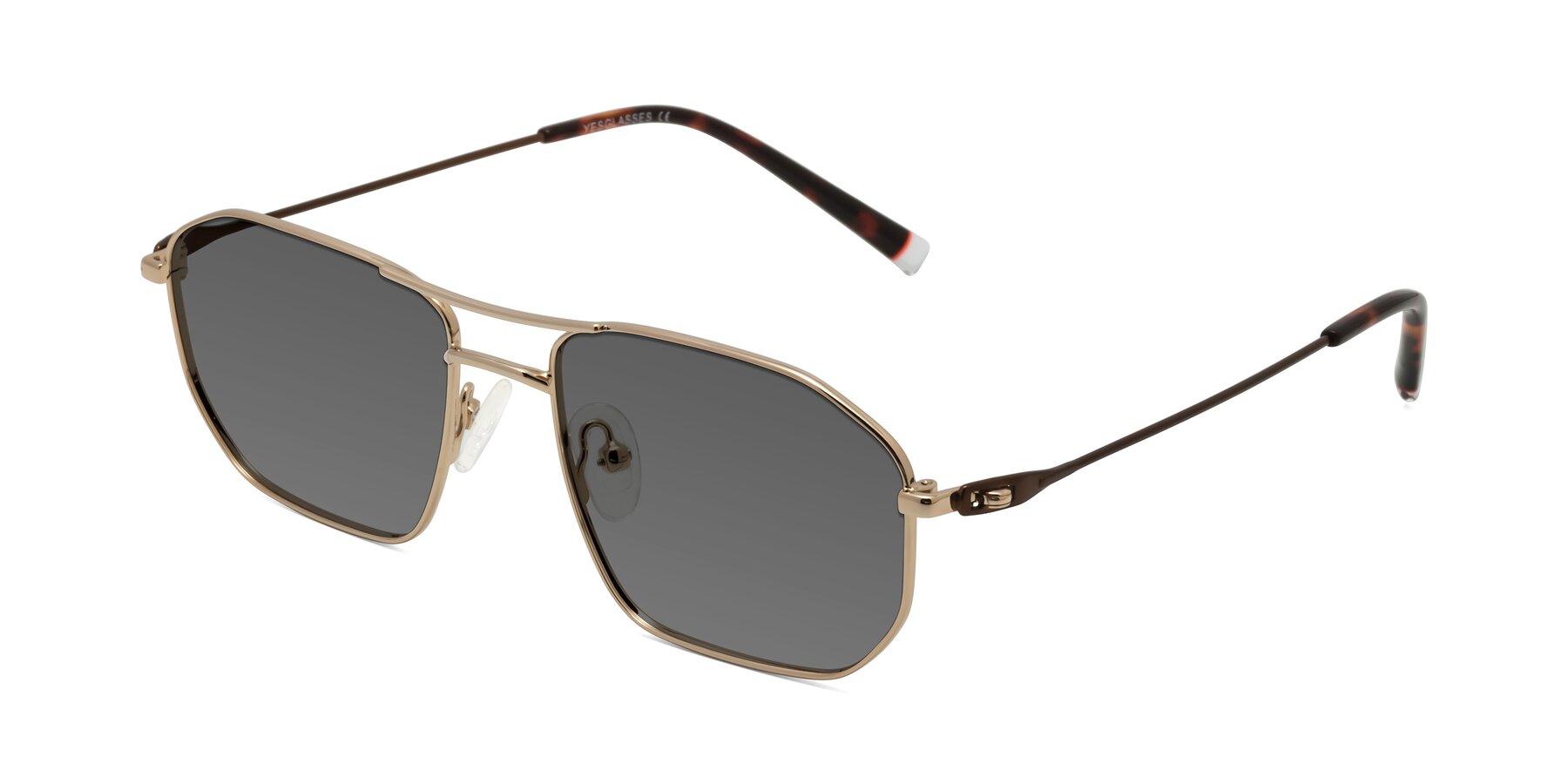 Angle of Cress in Gold-Brown with Medium Gray Tinted Lenses