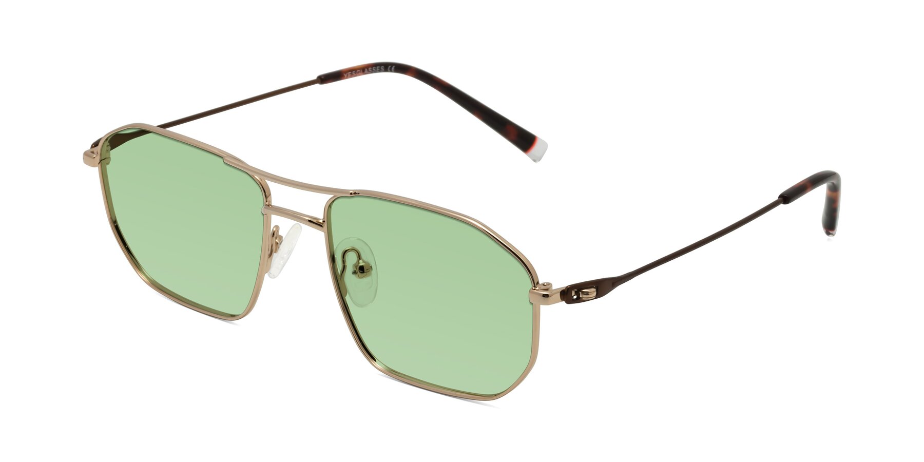 Angle of Cress in Gold-Brown with Medium Green Tinted Lenses