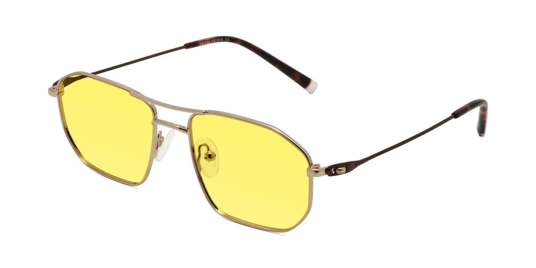 Angle of Cress in Gold-Brown with Medium Yellow Tinted Lenses