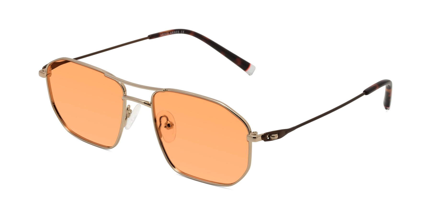 Angle of Cress in Gold-Brown with Medium Orange Tinted Lenses