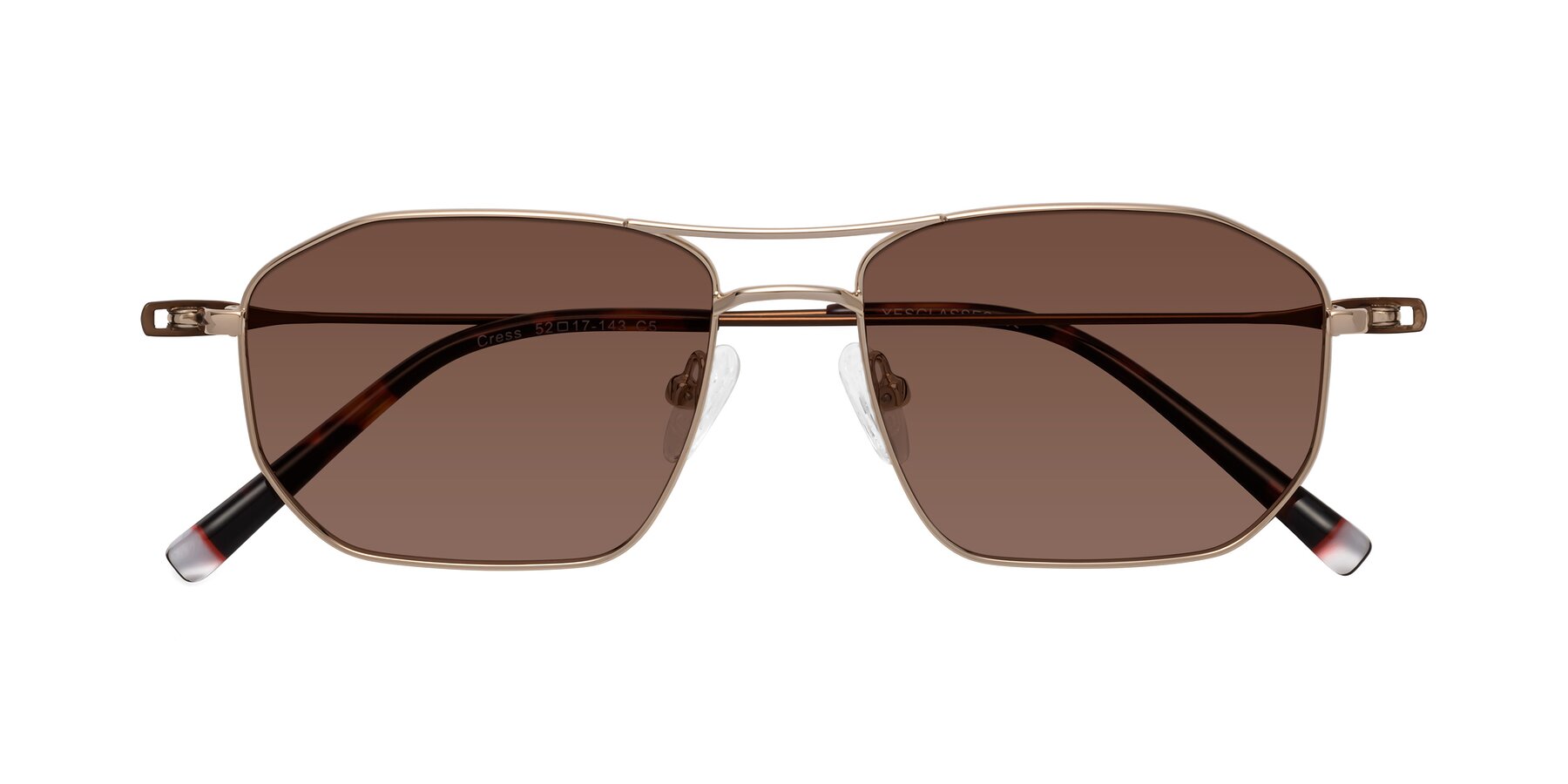 Folded Front of Cress in Gold-Brown with Brown Tinted Lenses