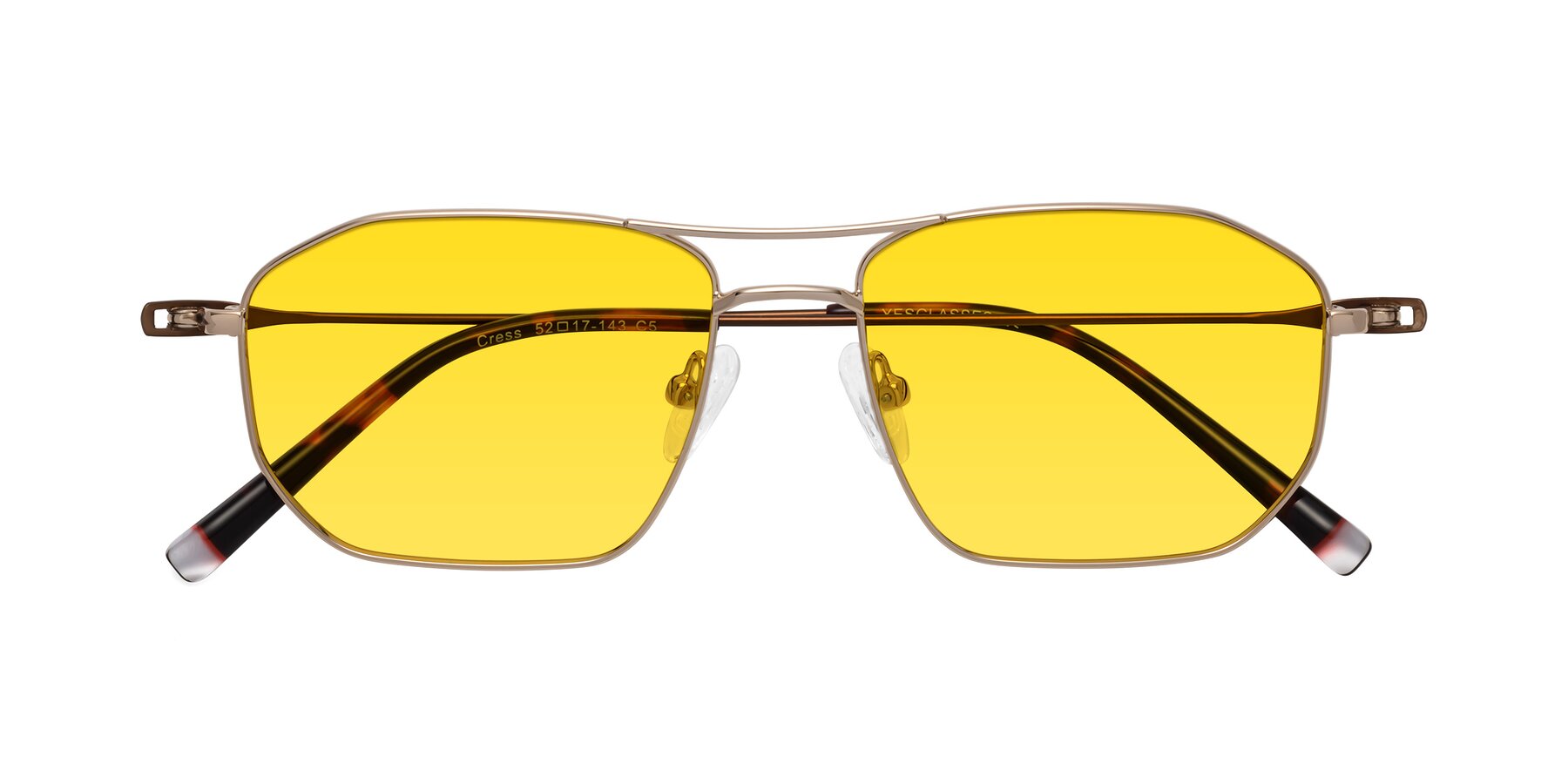 Folded Front of Cress in Gold-Brown with Yellow Tinted Lenses