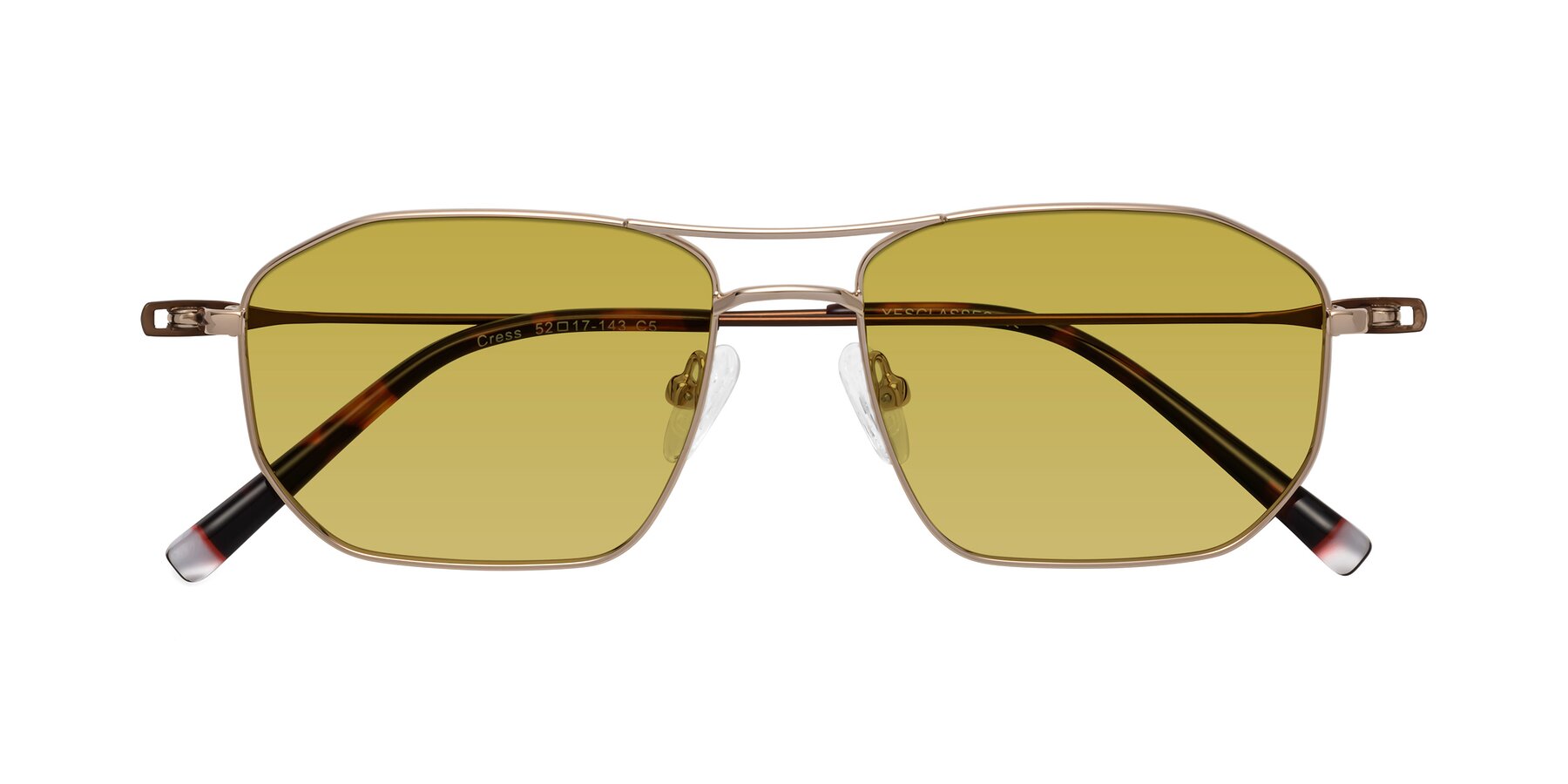 Folded Front of Cress in Gold-Brown with Champagne Tinted Lenses