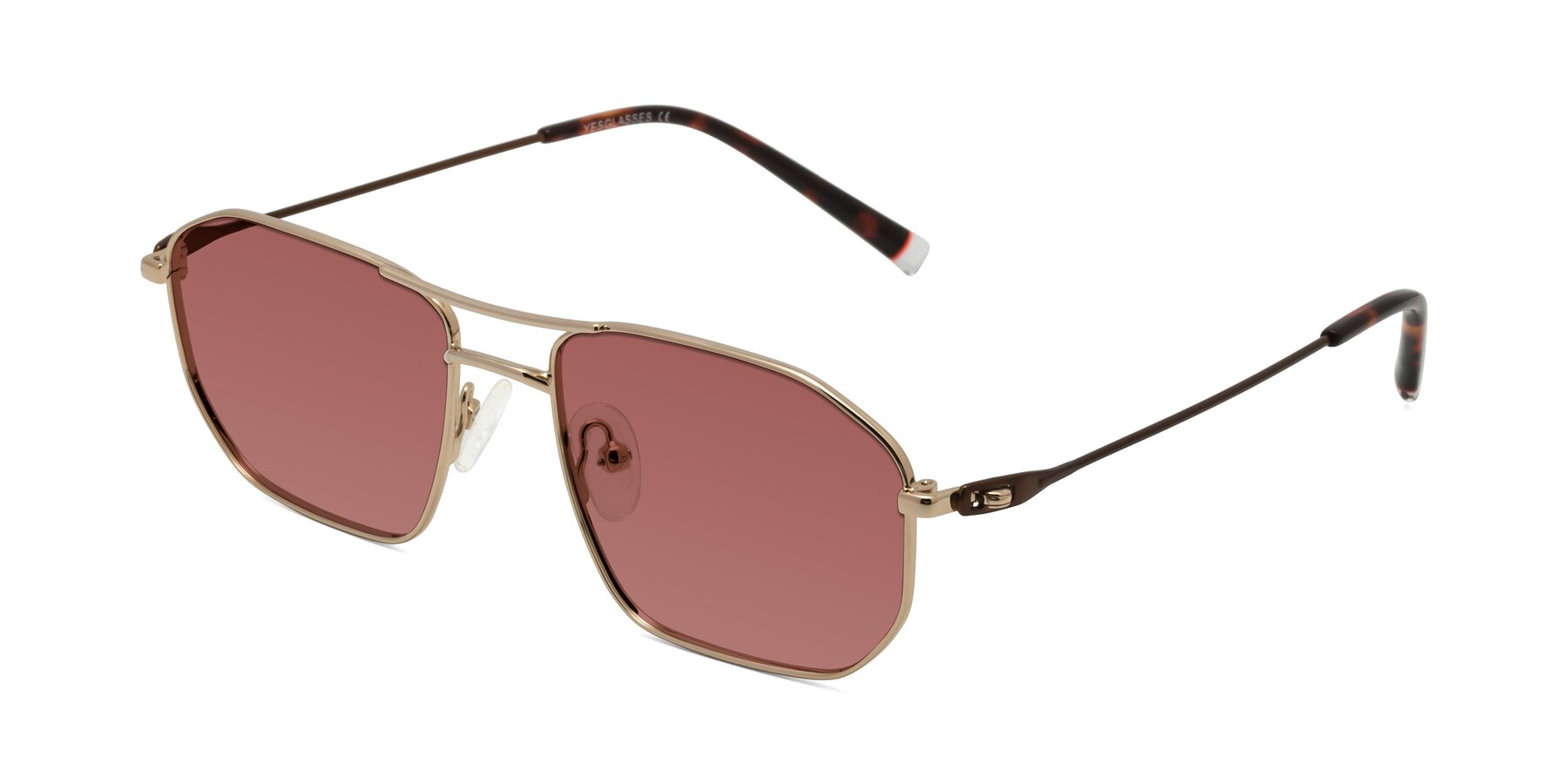 Angle of Cress in Gold-Brown with Garnet Tinted Lenses