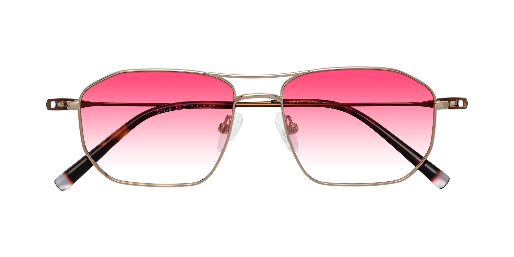 Folded Front of Cress in Gold-Brown with Pink Gradient Lenses