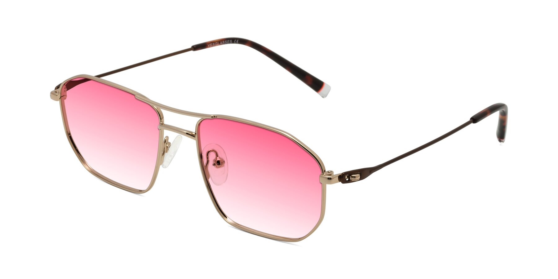 Angle of Cress in Gold-Brown with Pink Gradient Lenses