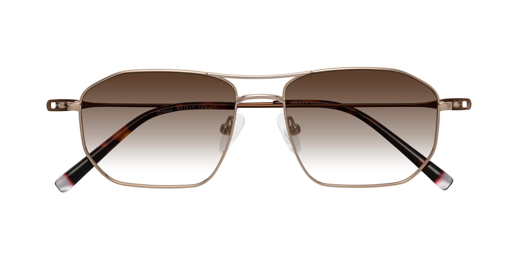 Folded Front of Cress in Gold-Brown with Brown Gradient Lenses