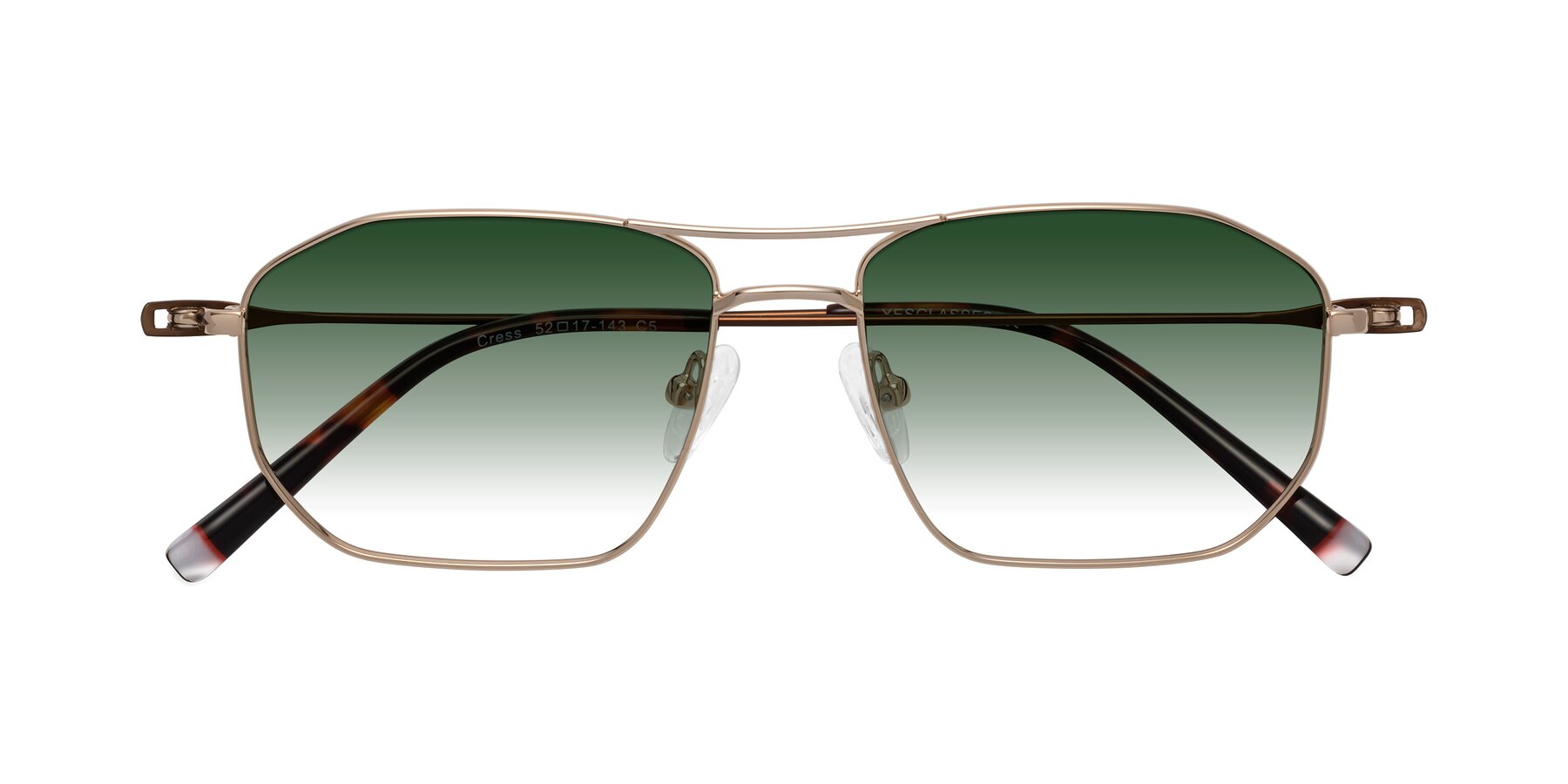 Folded Front of Cress in Gold-Brown with Green Gradient Lenses