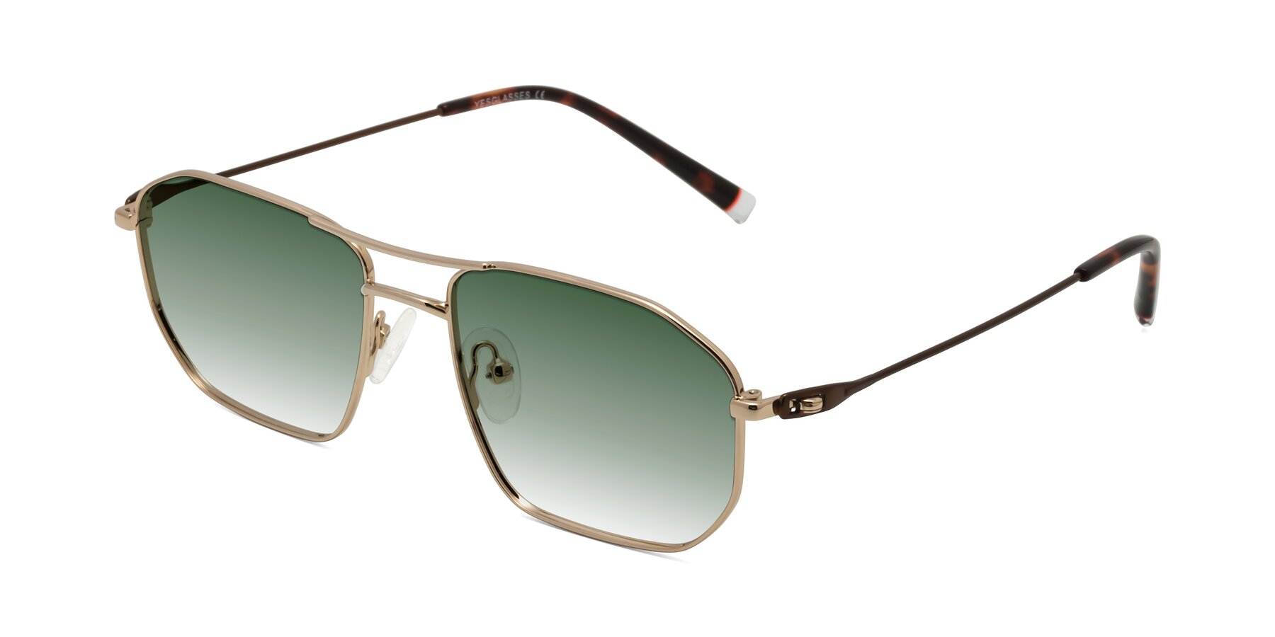 Angle of Cress in Gold-Brown with Green Gradient Lenses