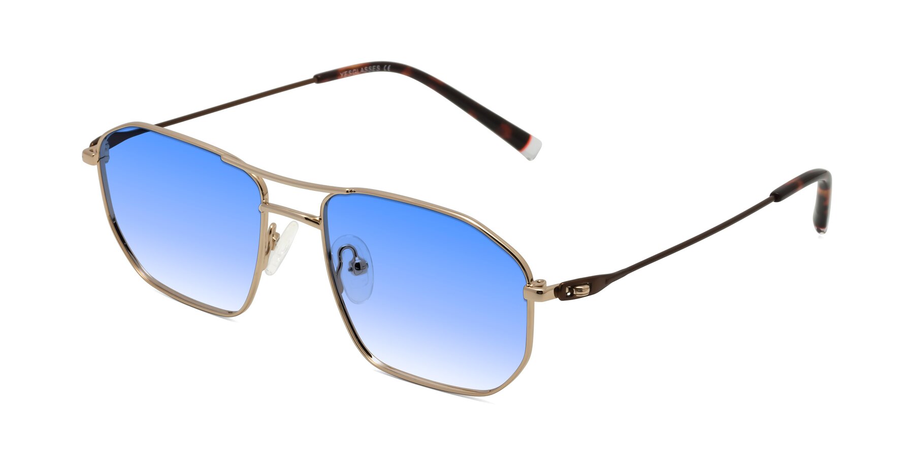 Angle of Cress in Gold-Brown with Blue Gradient Lenses