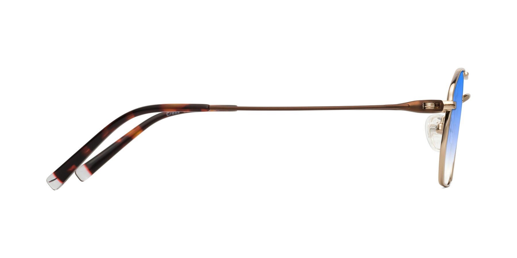 Side of Cress in Gold-Brown with Blue Gradient Lenses