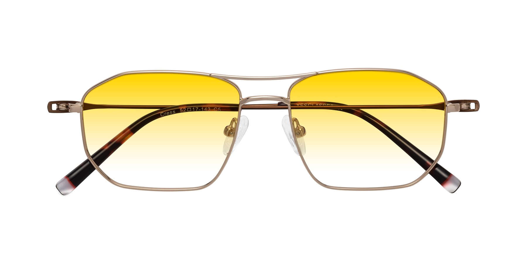 Folded Front of Cress in Gold-Brown with Yellow Gradient Lenses