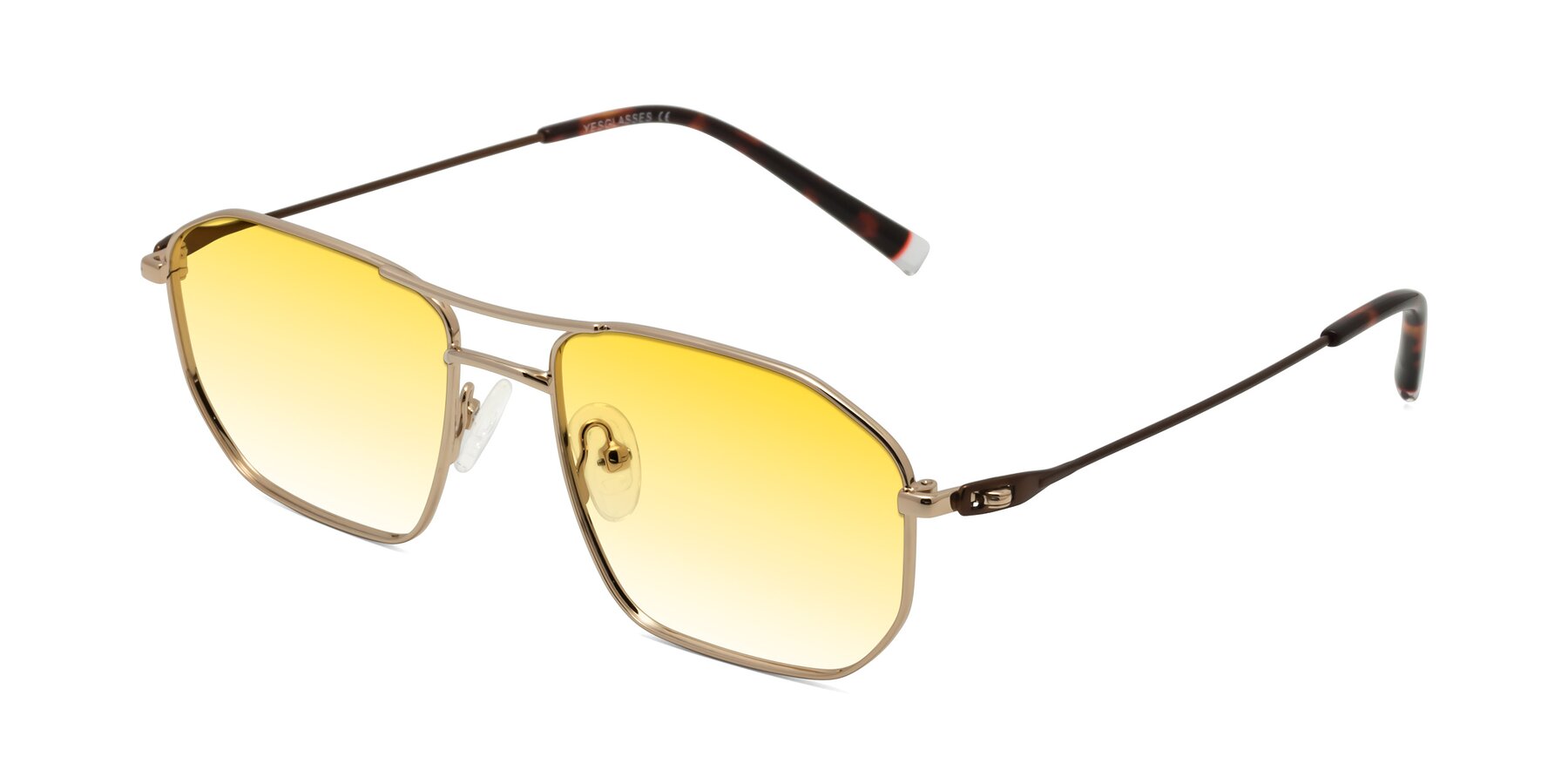 Angle of Cress in Gold-Brown with Yellow Gradient Lenses