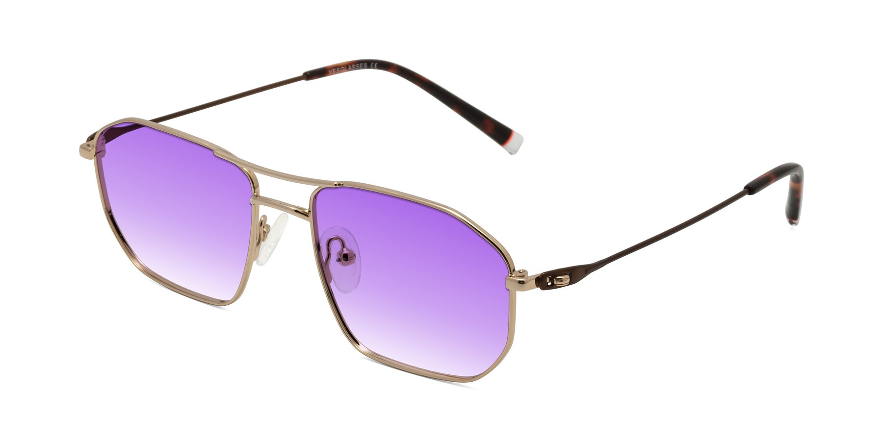 Angle of Cress in Gold-Brown with Purple Gradient Lenses