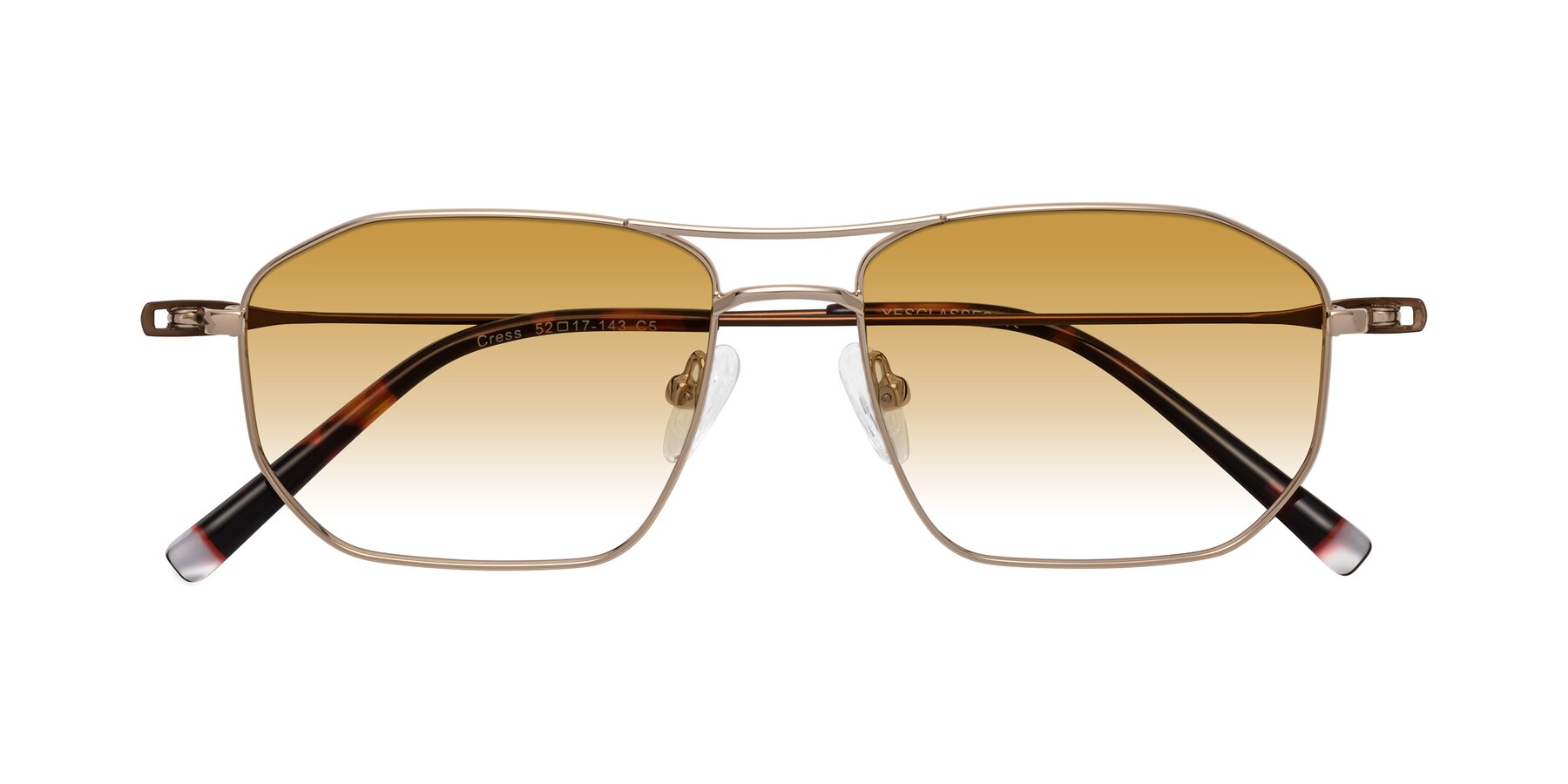 Folded Front of Cress in Gold-Brown with Champagne Gradient Lenses