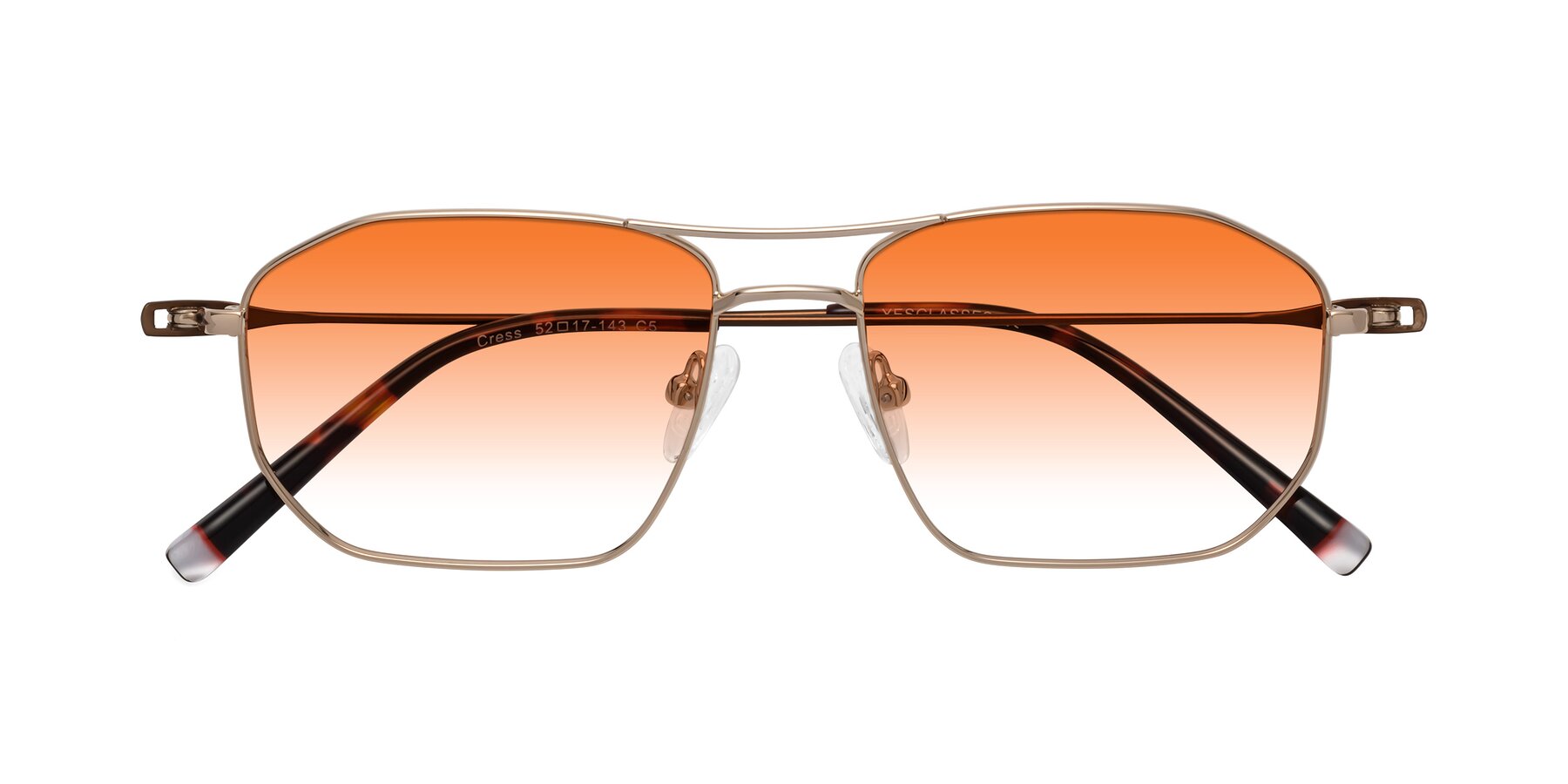 Folded Front of Cress in Gold-Brown with Orange Gradient Lenses