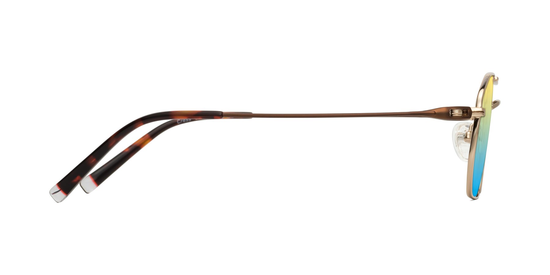 Side of Cress in Gold-Brown with Yellow / Blue Gradient Lenses