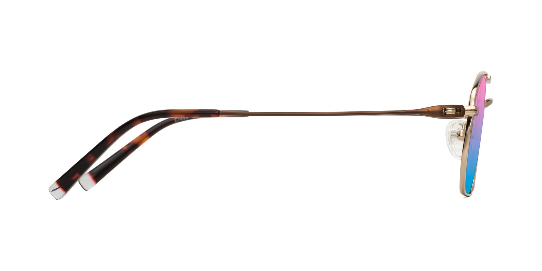 Side of Cress in Gold-Brown with Pink / Blue Gradient Lenses