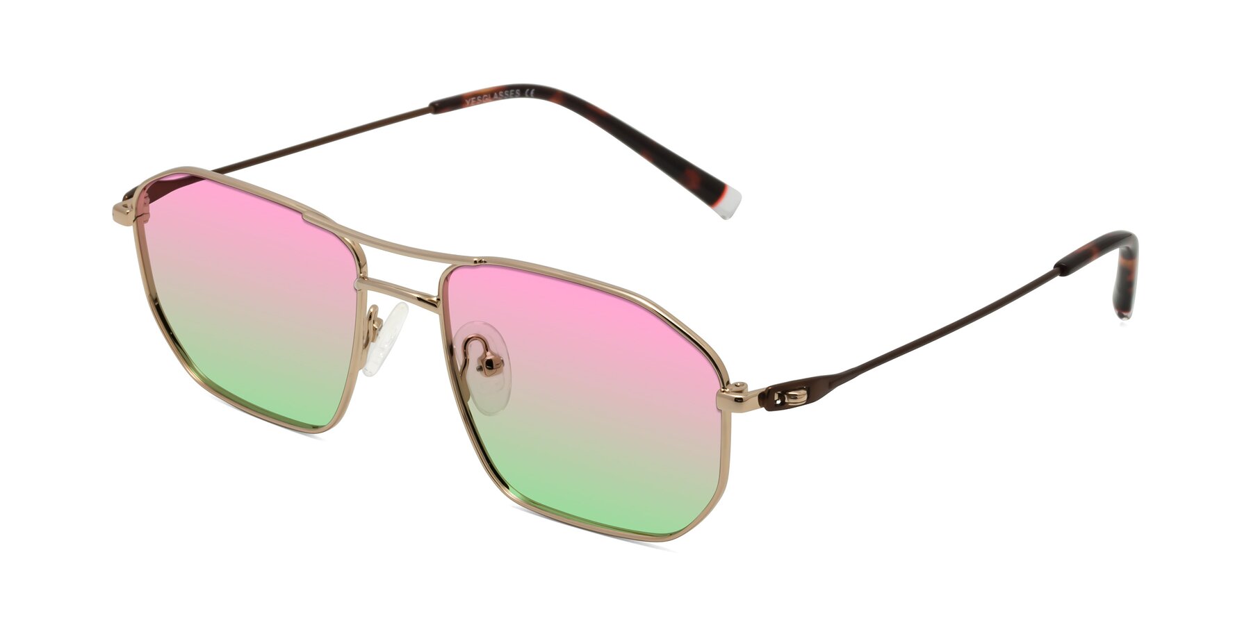 Angle of Cress in Gold-Brown with Pink / Green Gradient Lenses