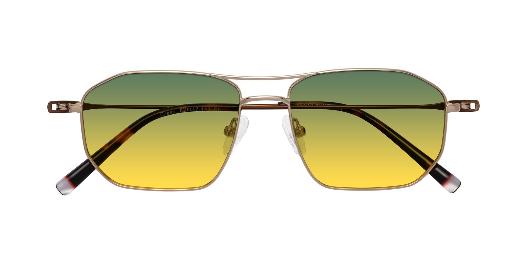 Folded Front of Cress in Gold-Brown with Green / Yellow Gradient Lenses