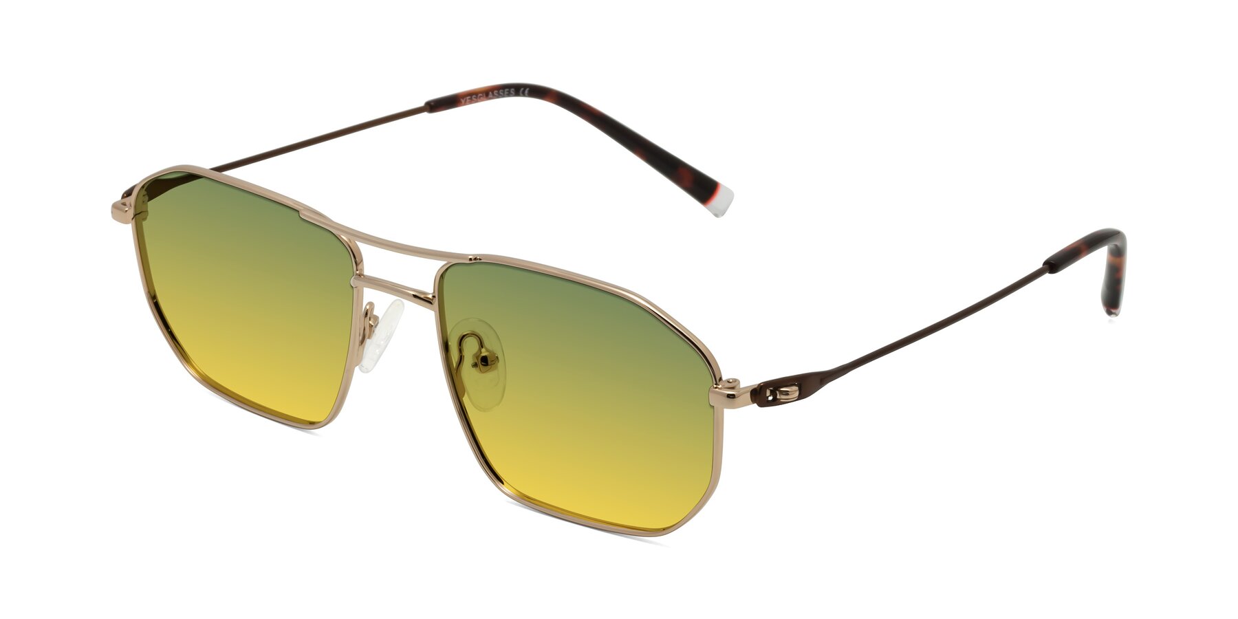 Angle of Cress in Gold-Brown with Green / Yellow Gradient Lenses