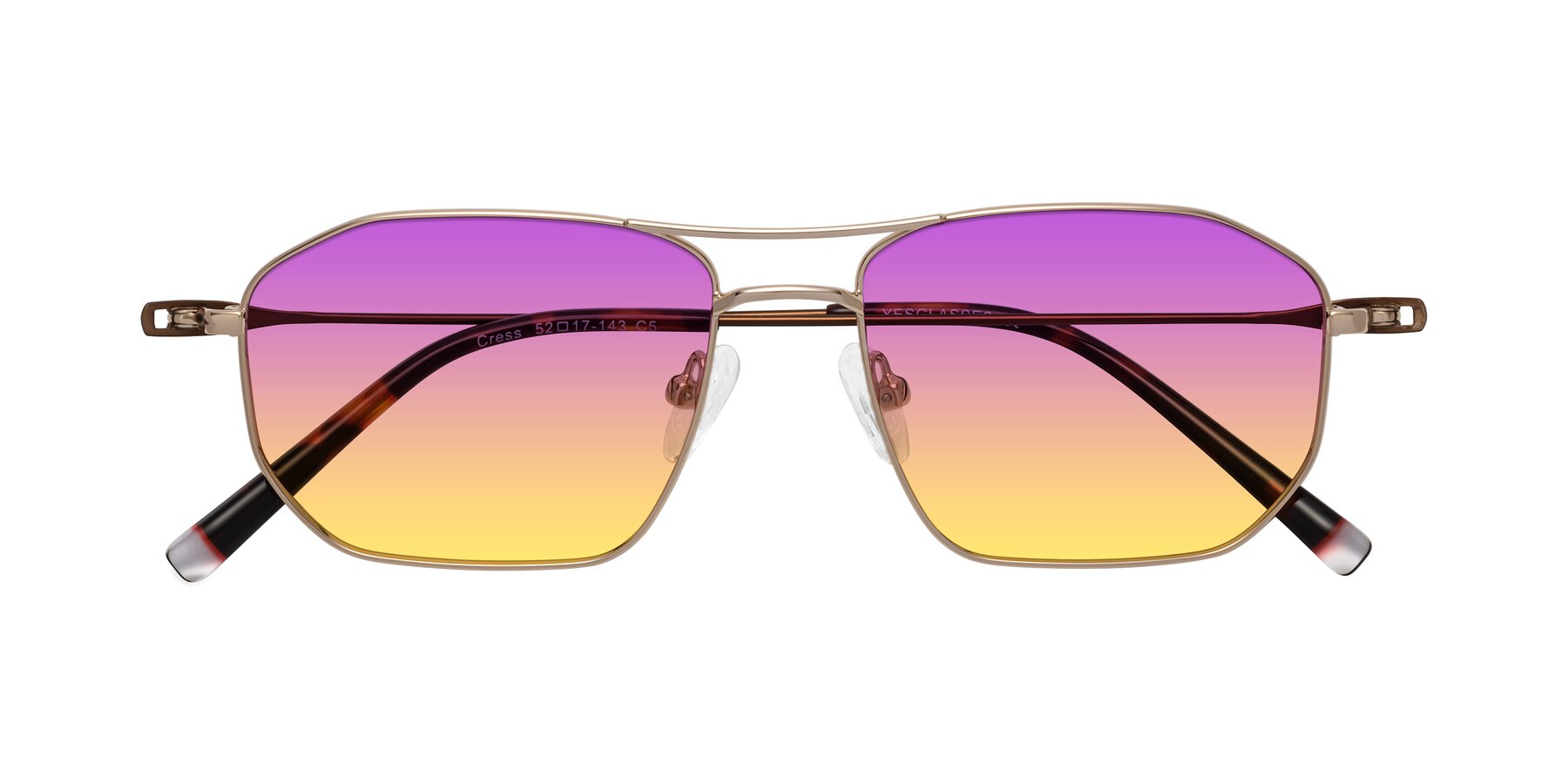 Folded Front of Cress in Gold-Brown with Purple / Yellow Gradient Lenses