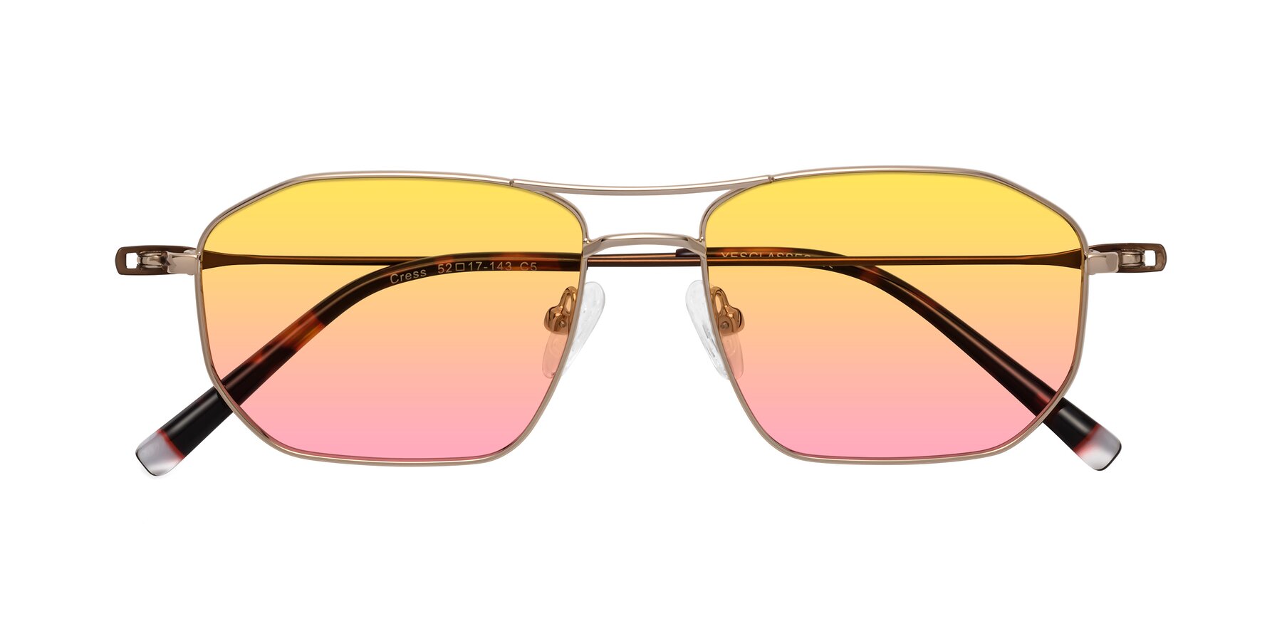 Folded Front of Cress in Gold-Brown with Yellow / Pink Gradient Lenses