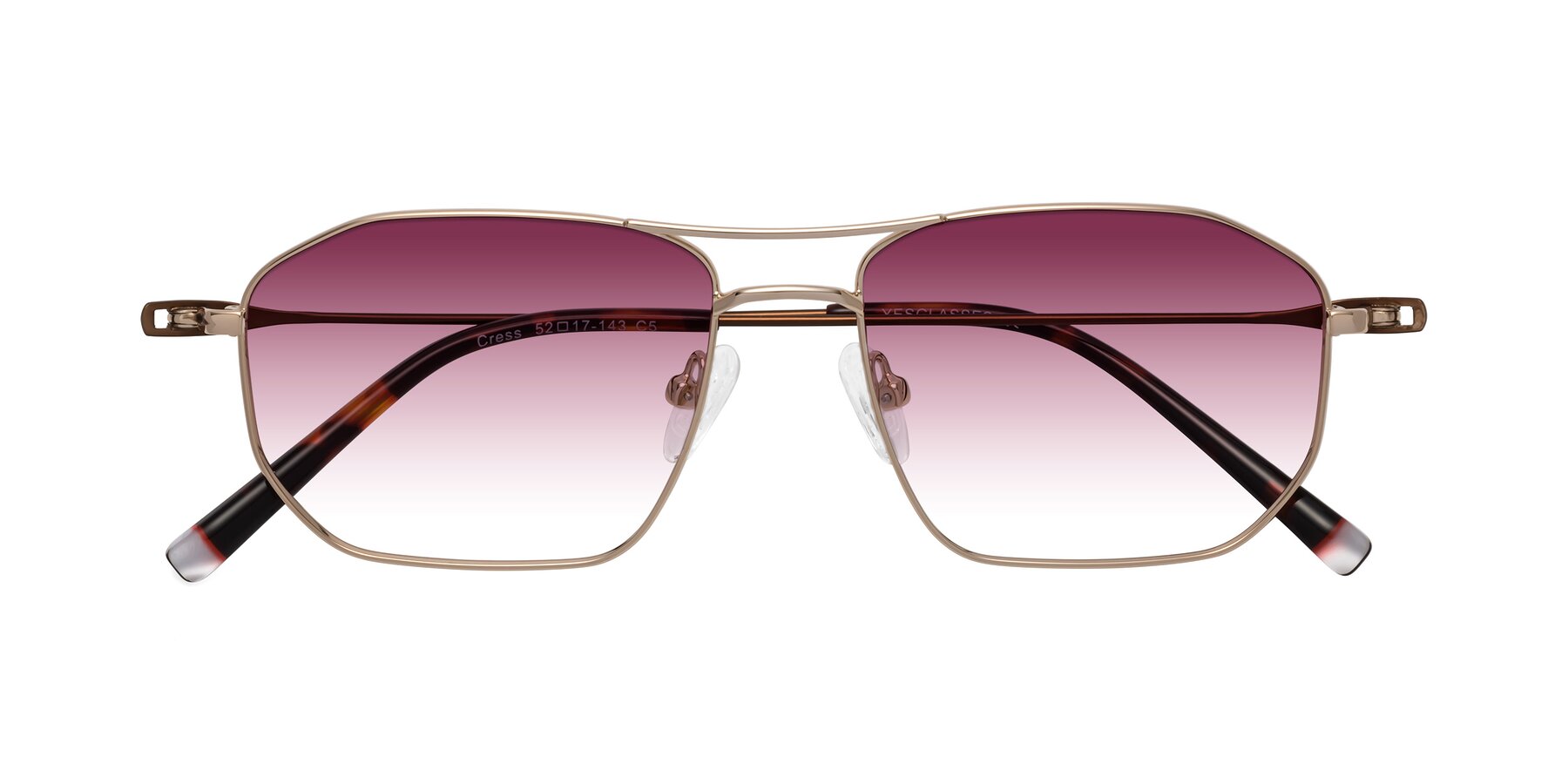 Folded Front of Cress in Gold-Brown with Wine Gradient Lenses