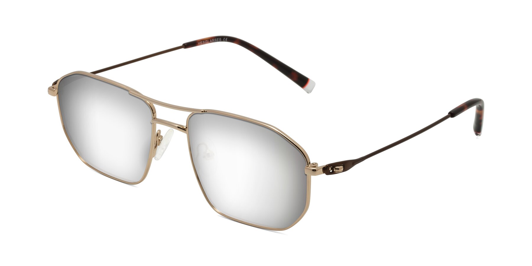 Angle of Cress in Gold-Brown with Silver Mirrored Lenses