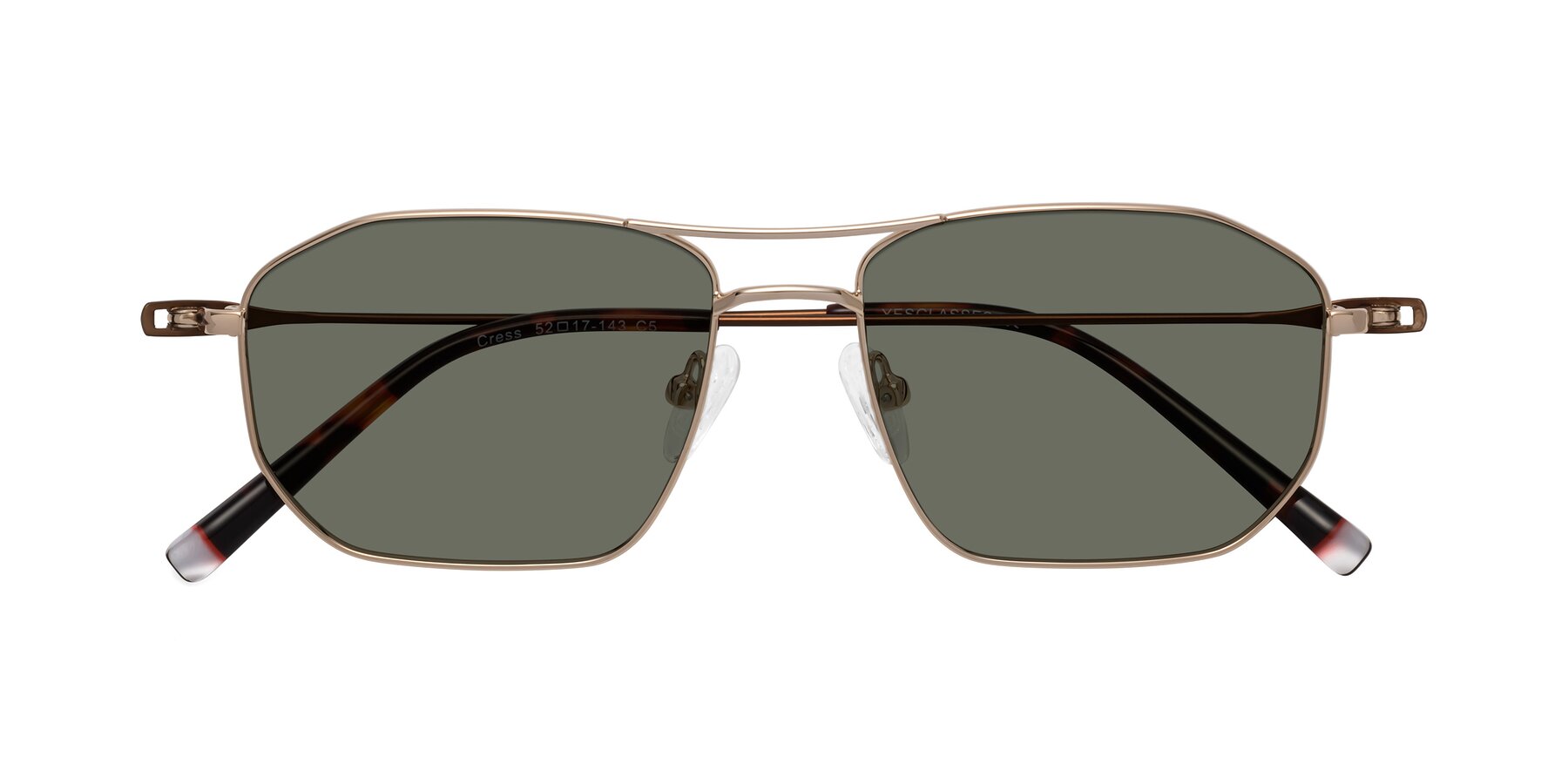 Folded Front of Cress in Gold-Brown with Gray Polarized Lenses