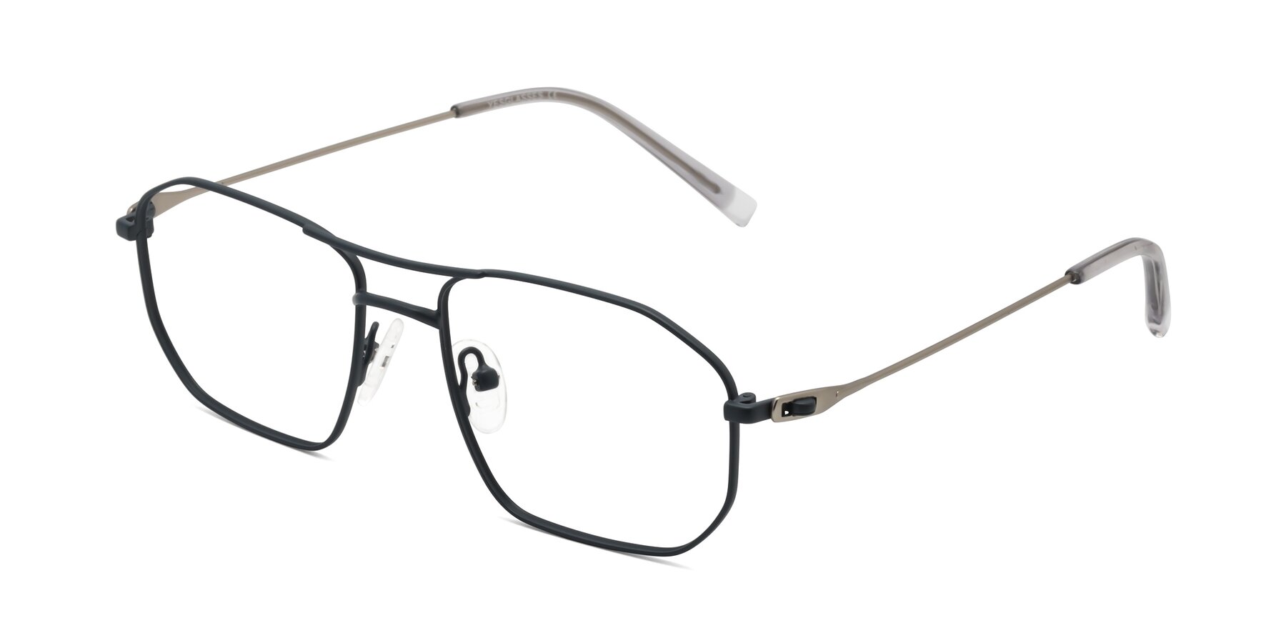 Angle of Cress in Stone Blue-Silver with Clear Eyeglass Lenses