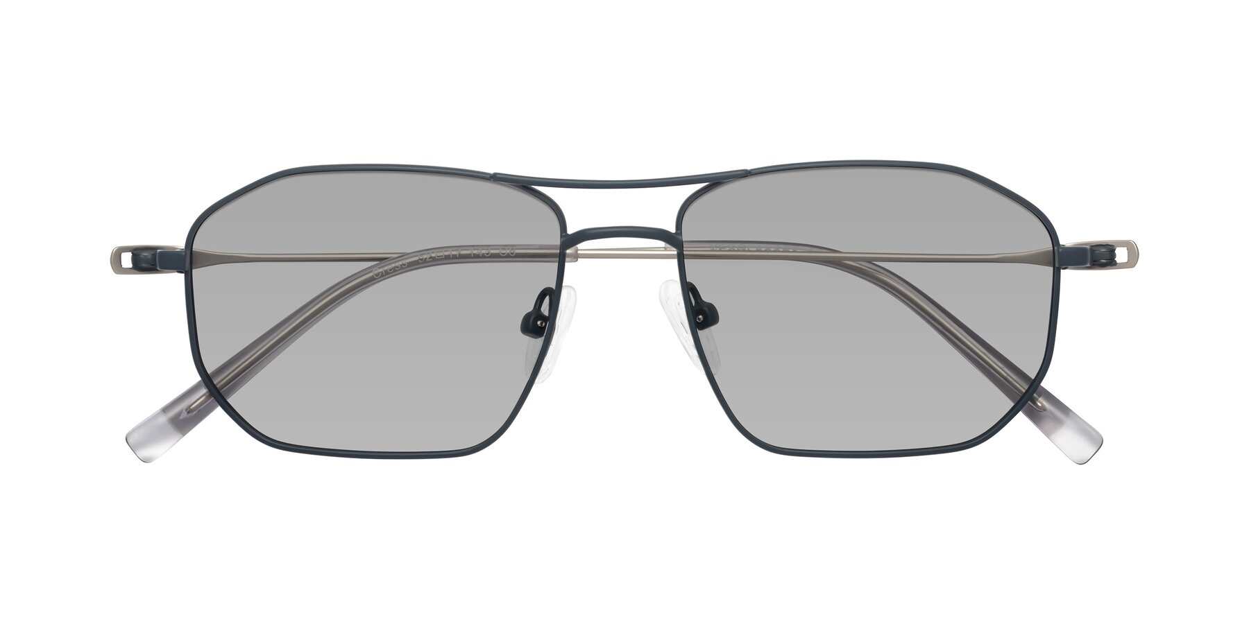 Folded Front of Cress in Stone Blue-Silver with Light Gray Tinted Lenses