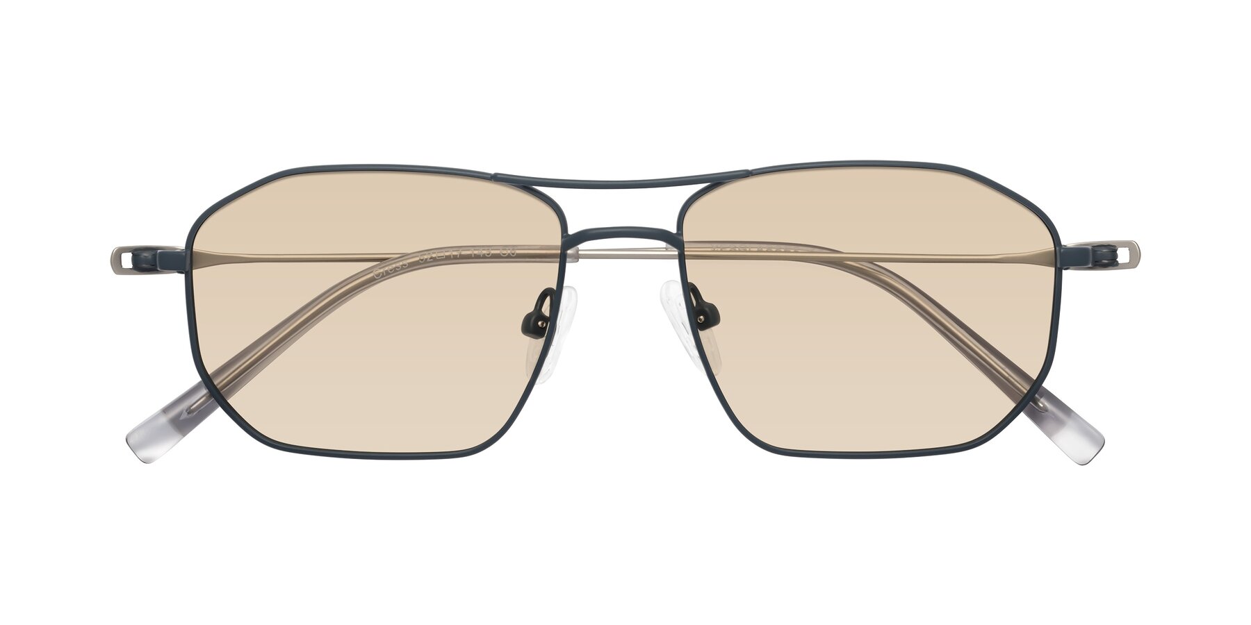 Folded Front of Cress in Stone Blue-Silver with Light Brown Tinted Lenses