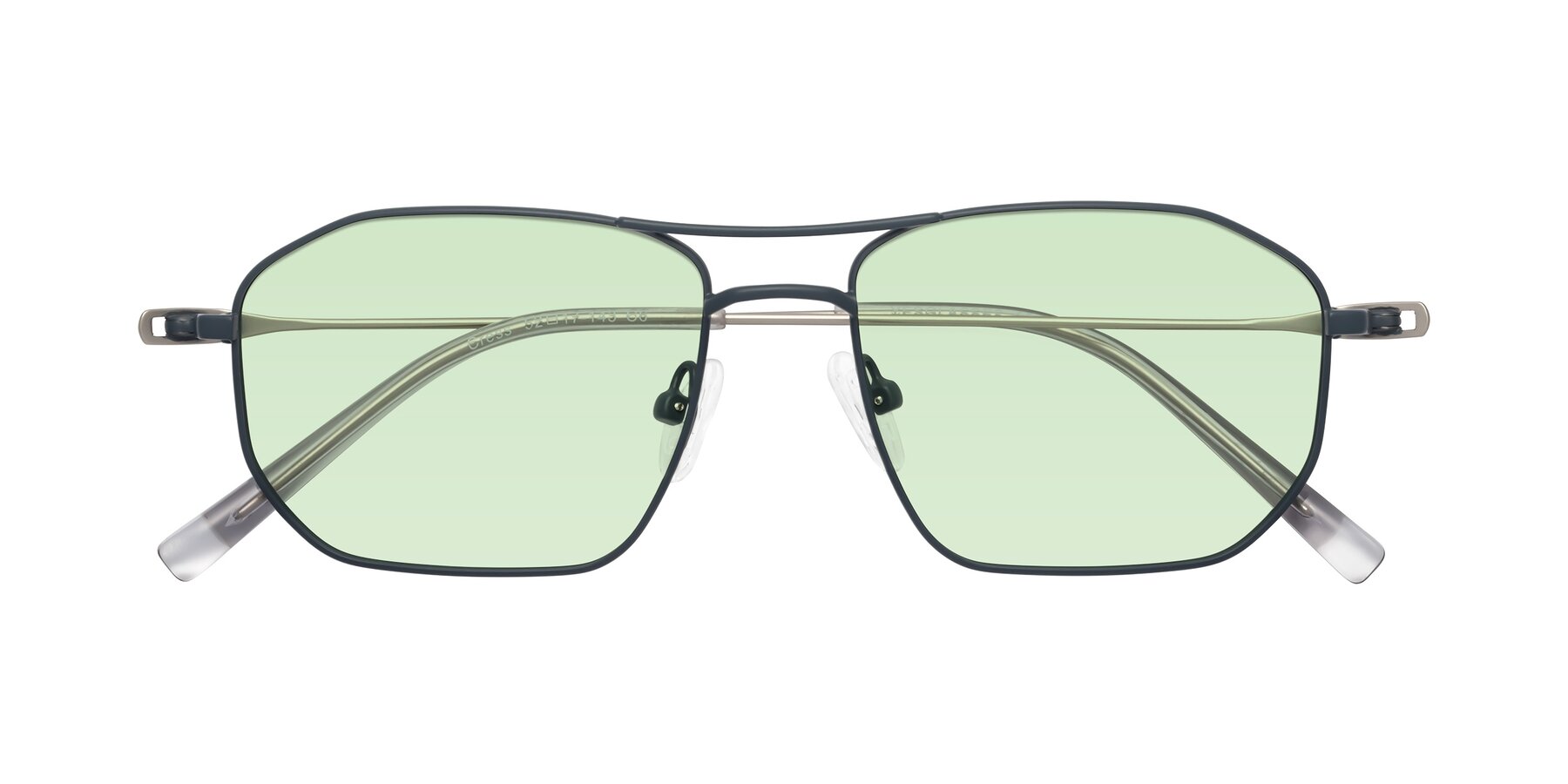 Folded Front of Cress in Stone Blue-Silver with Light Green Tinted Lenses