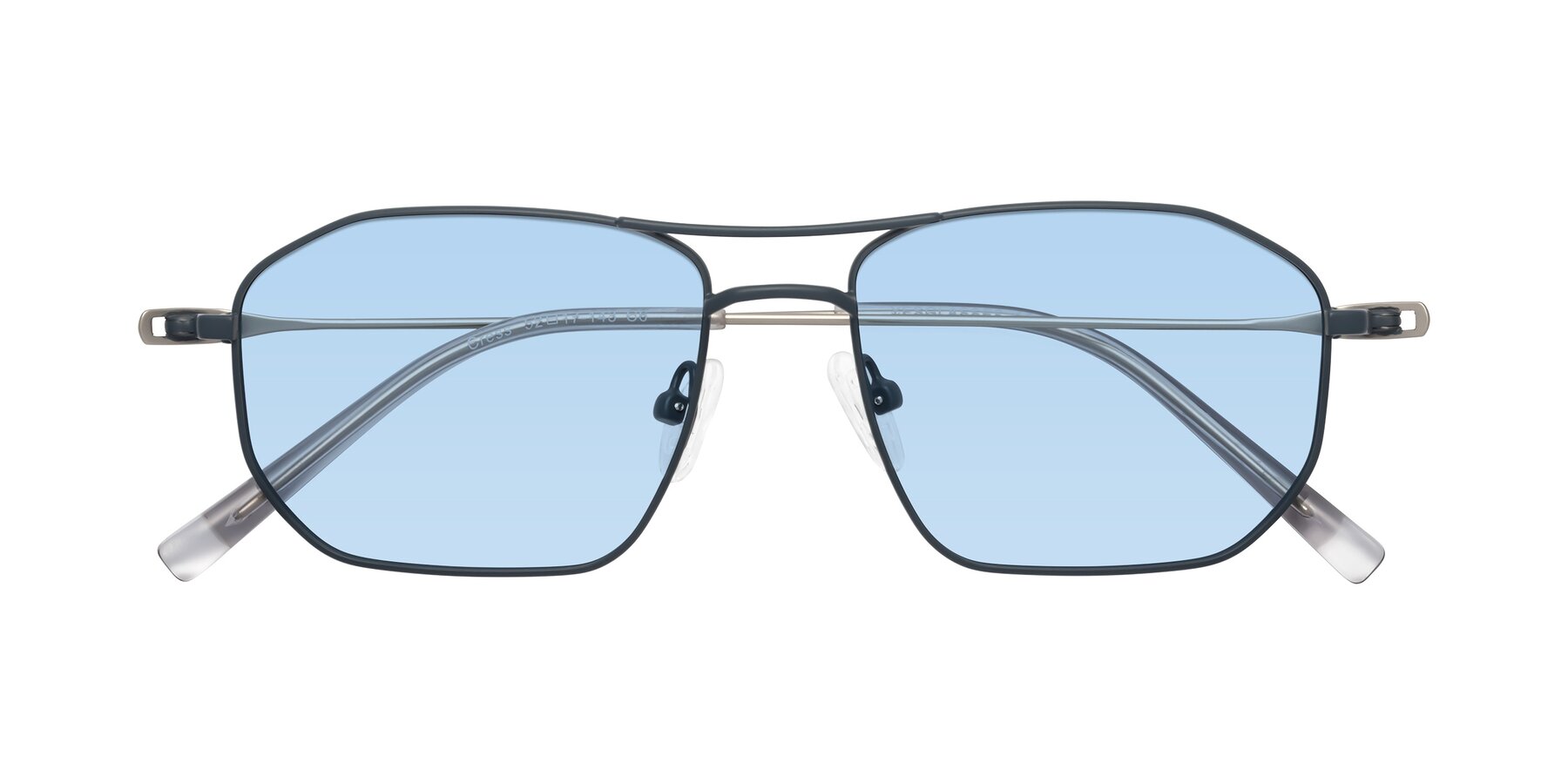 Folded Front of Cress in Stone Blue-Silver with Light Blue Tinted Lenses