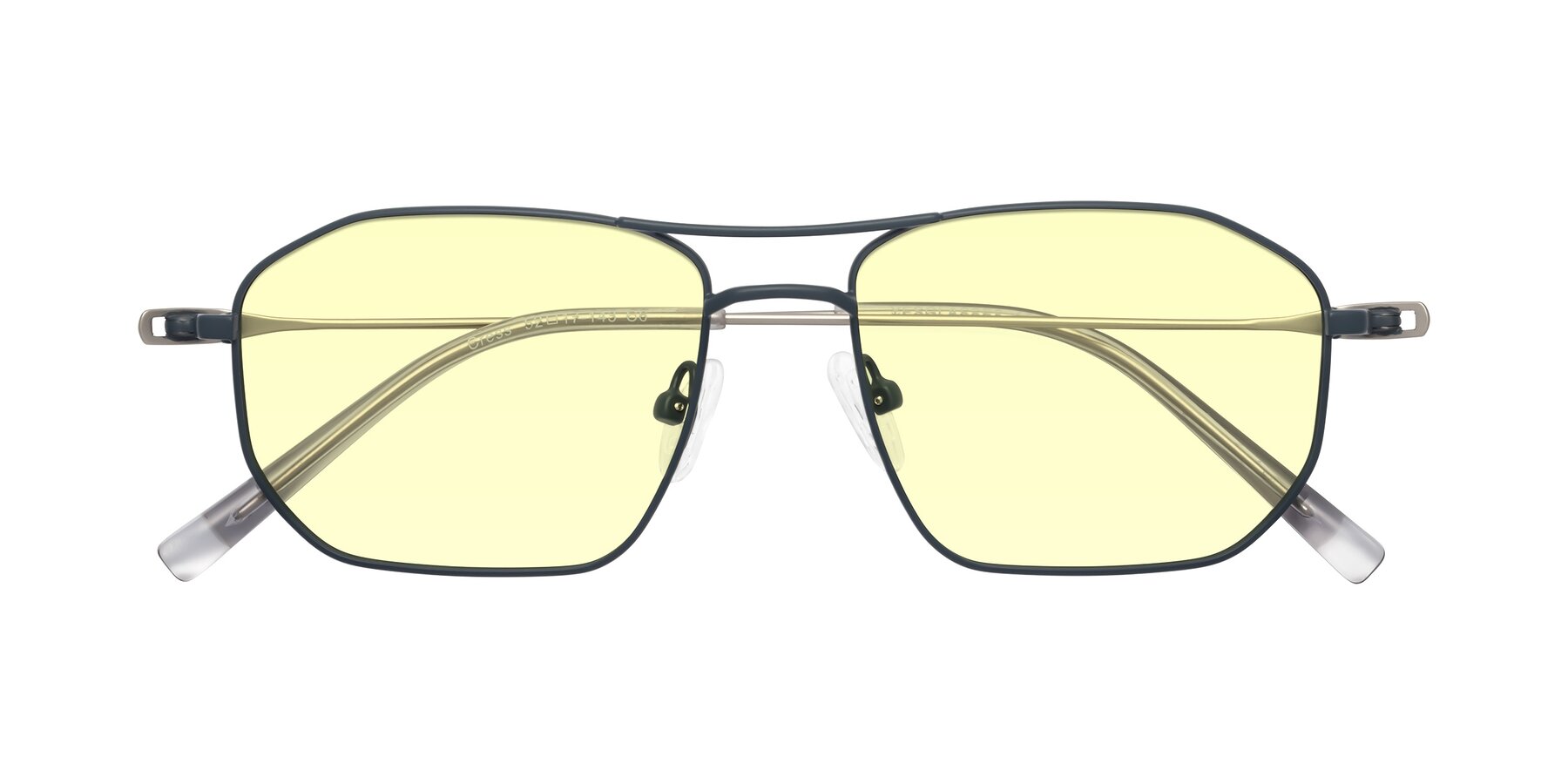 Folded Front of Cress in Stone Blue-Silver with Light Yellow Tinted Lenses