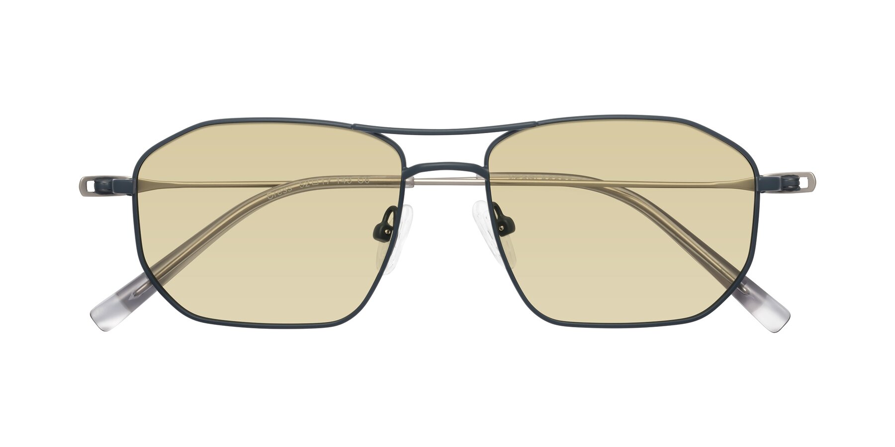 Folded Front of Cress in Stone Blue-Silver with Light Champagne Tinted Lenses