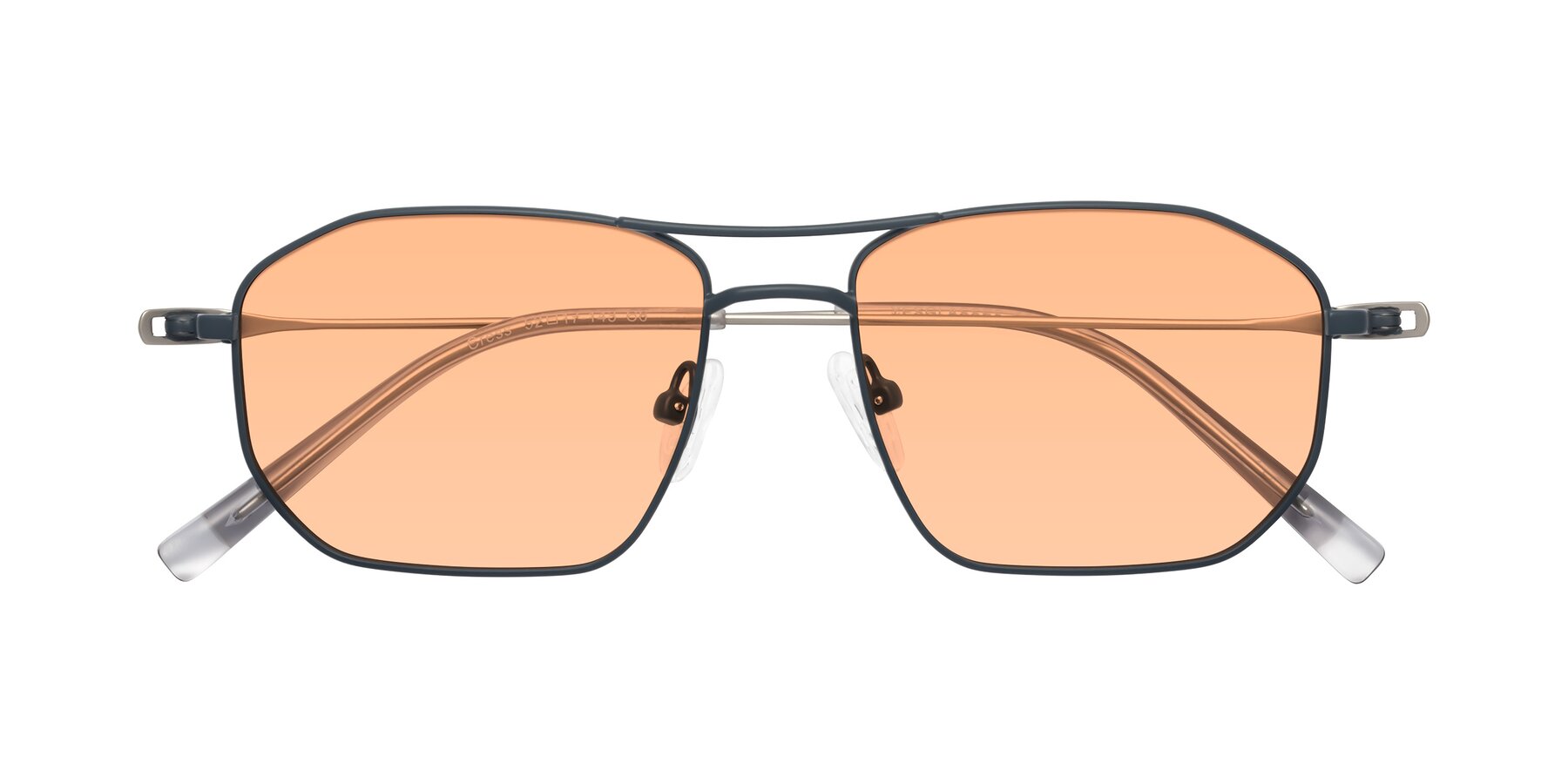 Folded Front of Cress in Stone Blue-Silver with Light Orange Tinted Lenses