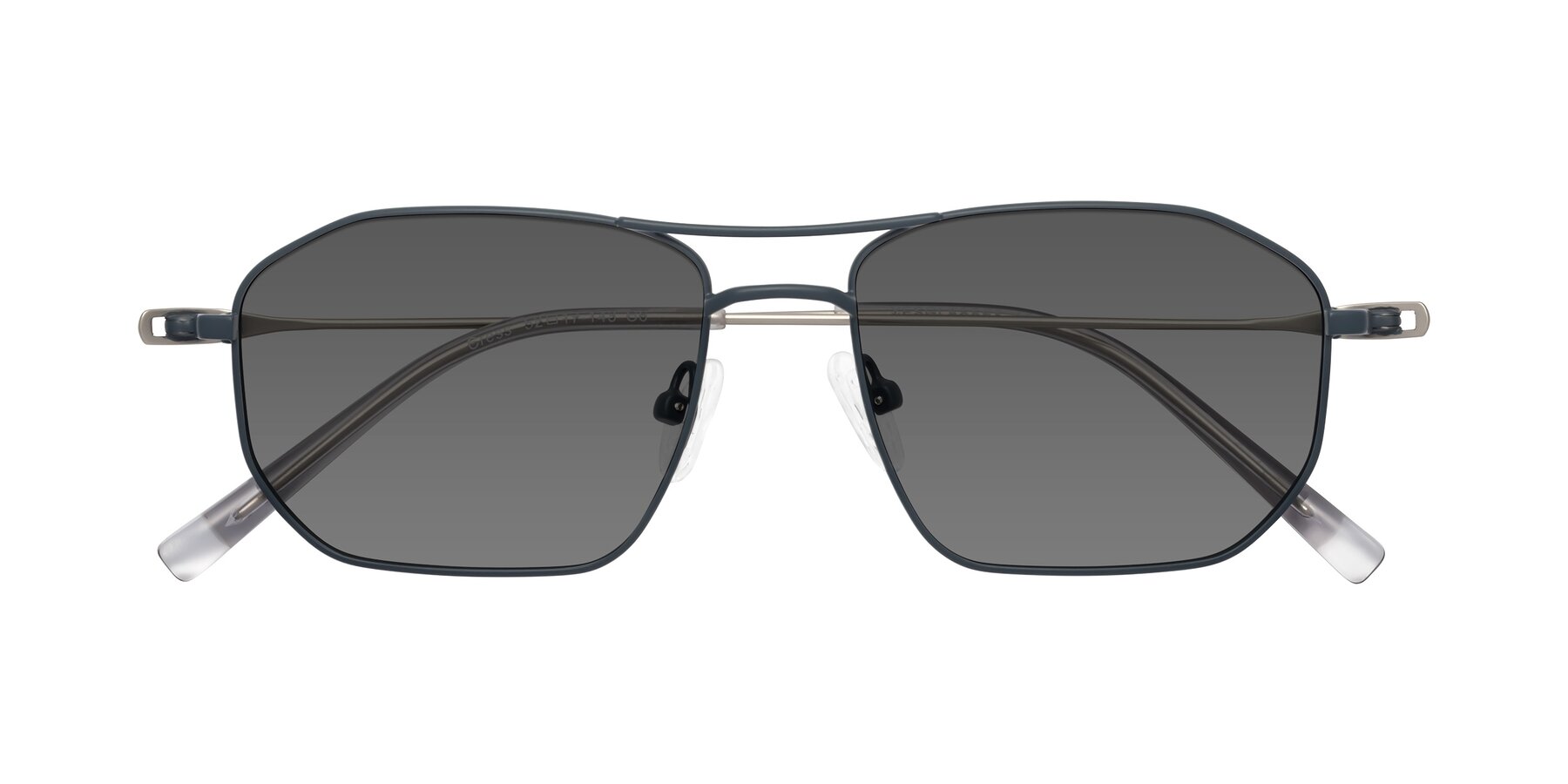 Folded Front of Cress in Stone Blue-Silver with Medium Gray Tinted Lenses